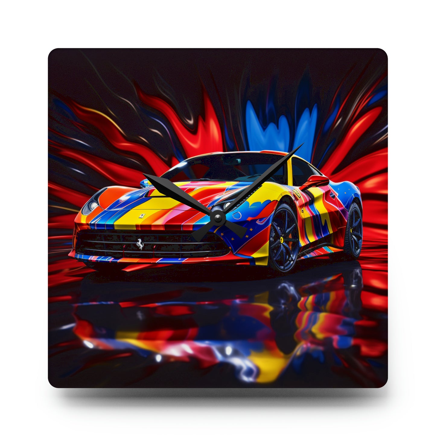 Acrylic Wall Clock Hyper Colorfull Ferrari 1