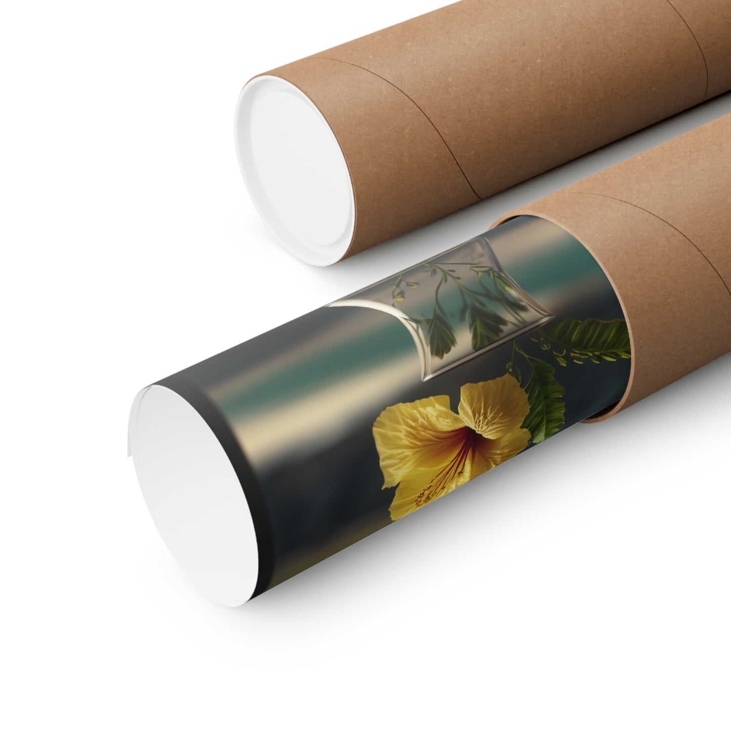 Premium Matte Vertical Posters Yellow Hibiscus Wood 4