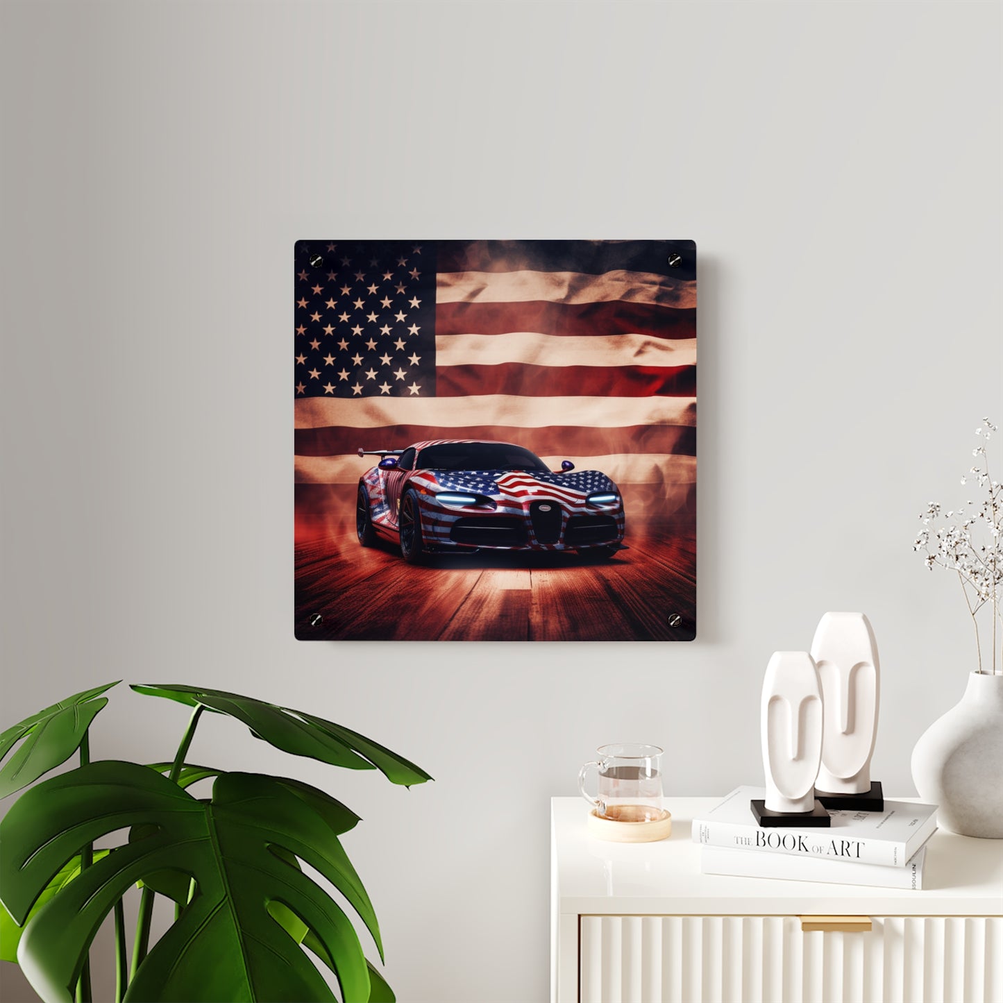 Acrylic Wall Art Panels Abstract American Flag Background Bugatti 2