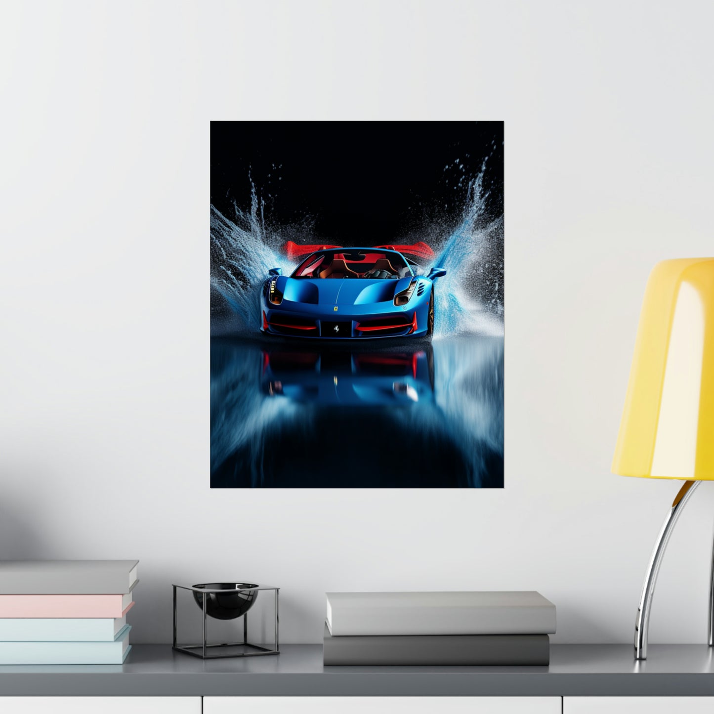 Premium Matte Vertical Posters Ferrari Water Splash 1