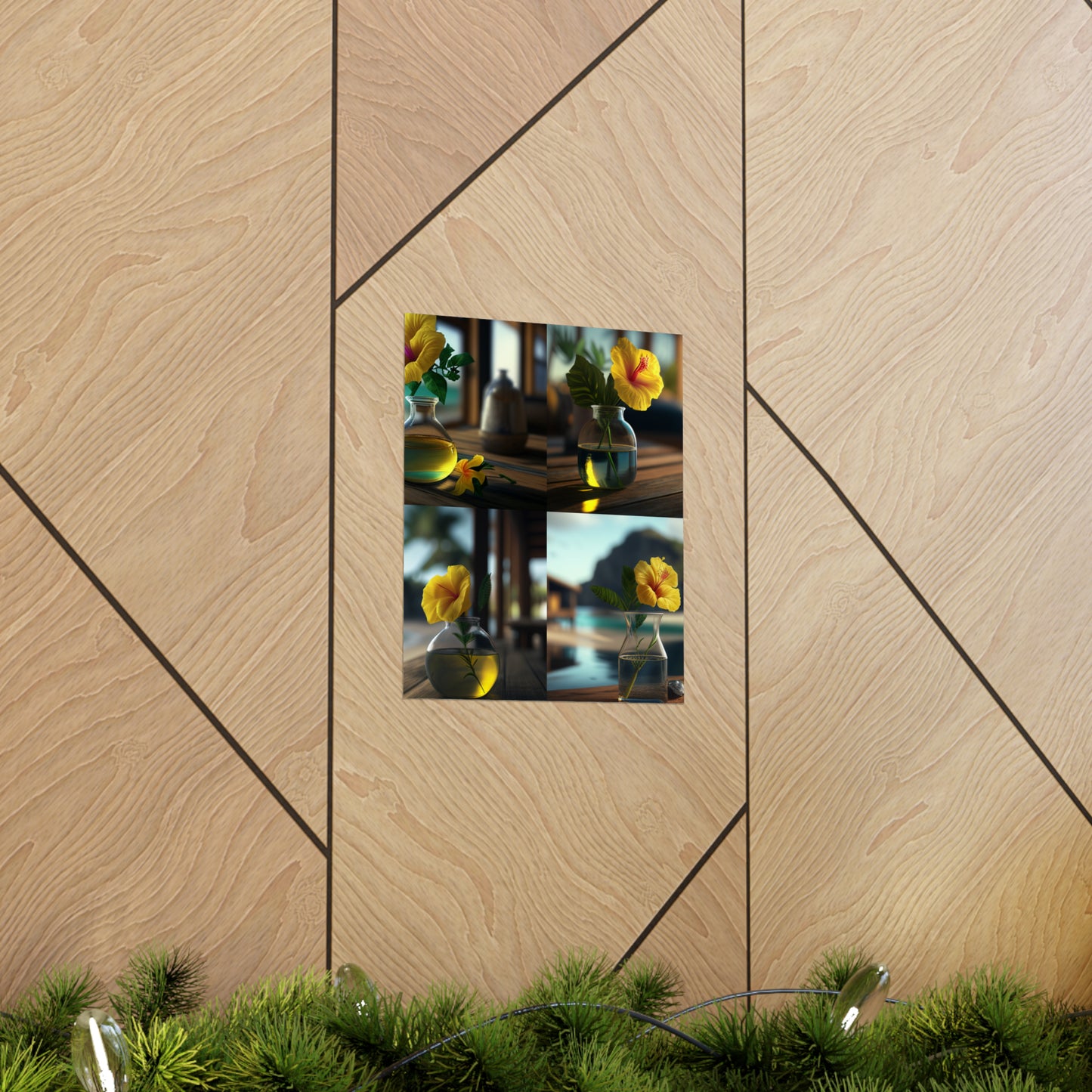 Premium Matte Vertical Posters Yellow Hibiscus Wood 5