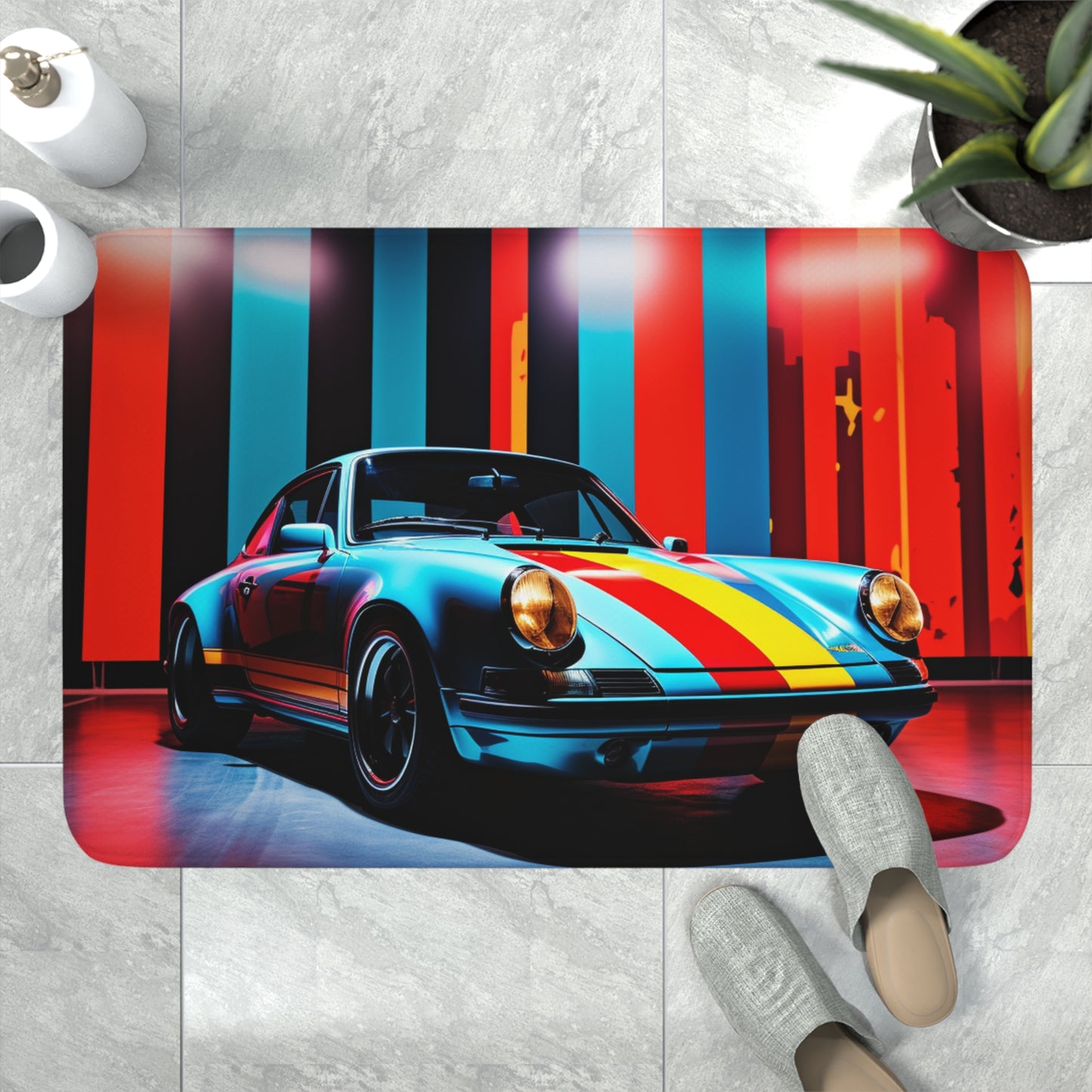 Memory Foam Bath Mat Macro American Flag Porsche 3