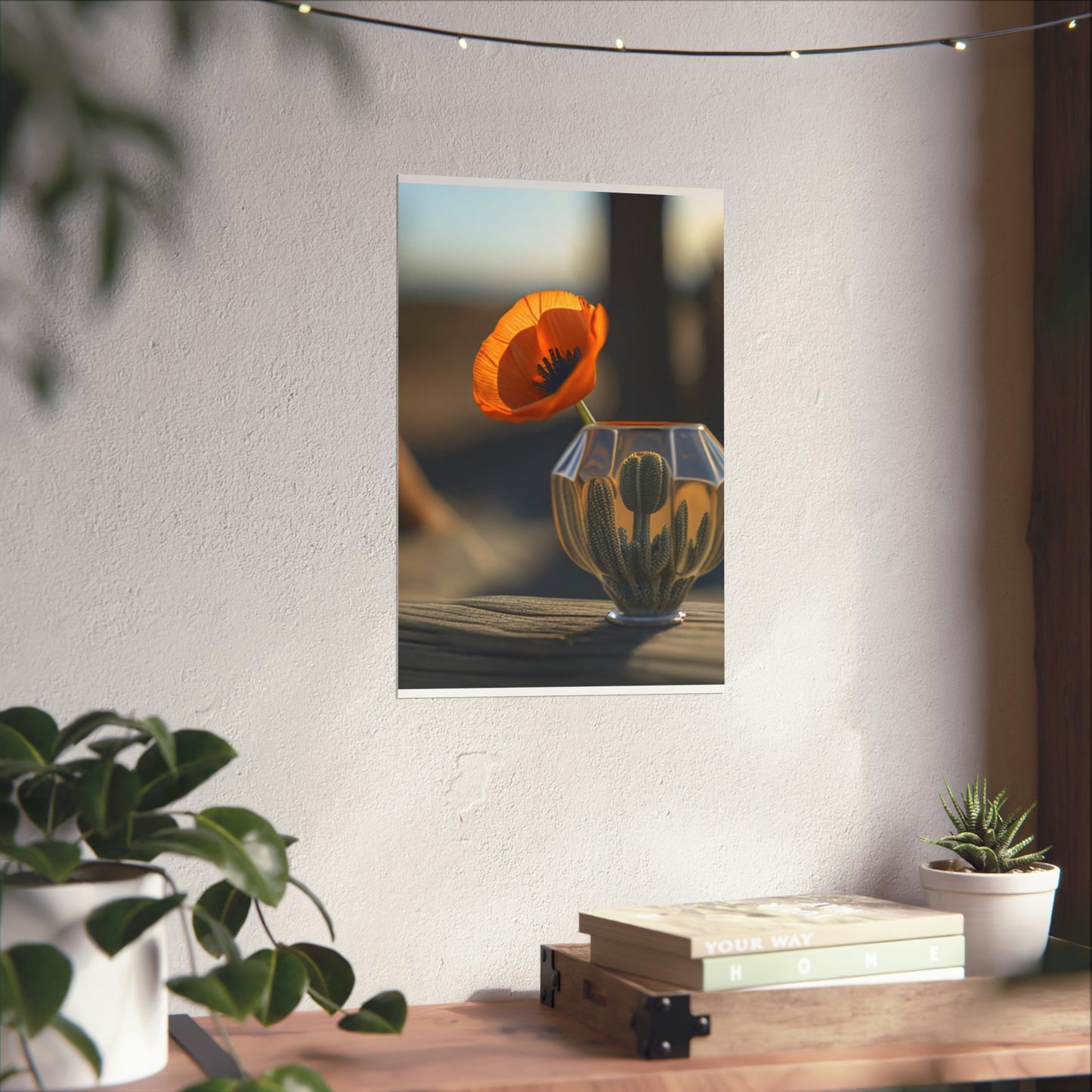 Premium Matte Vertical Posters Orange Poppy in a Vase 2