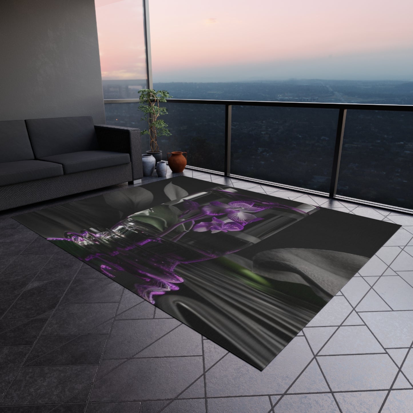 Outdoor Rug  Purple Orchid Glass vase 1