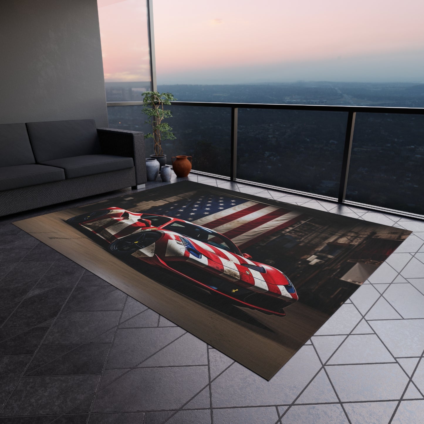 Outdoor Rug  American Flag Farrari 2