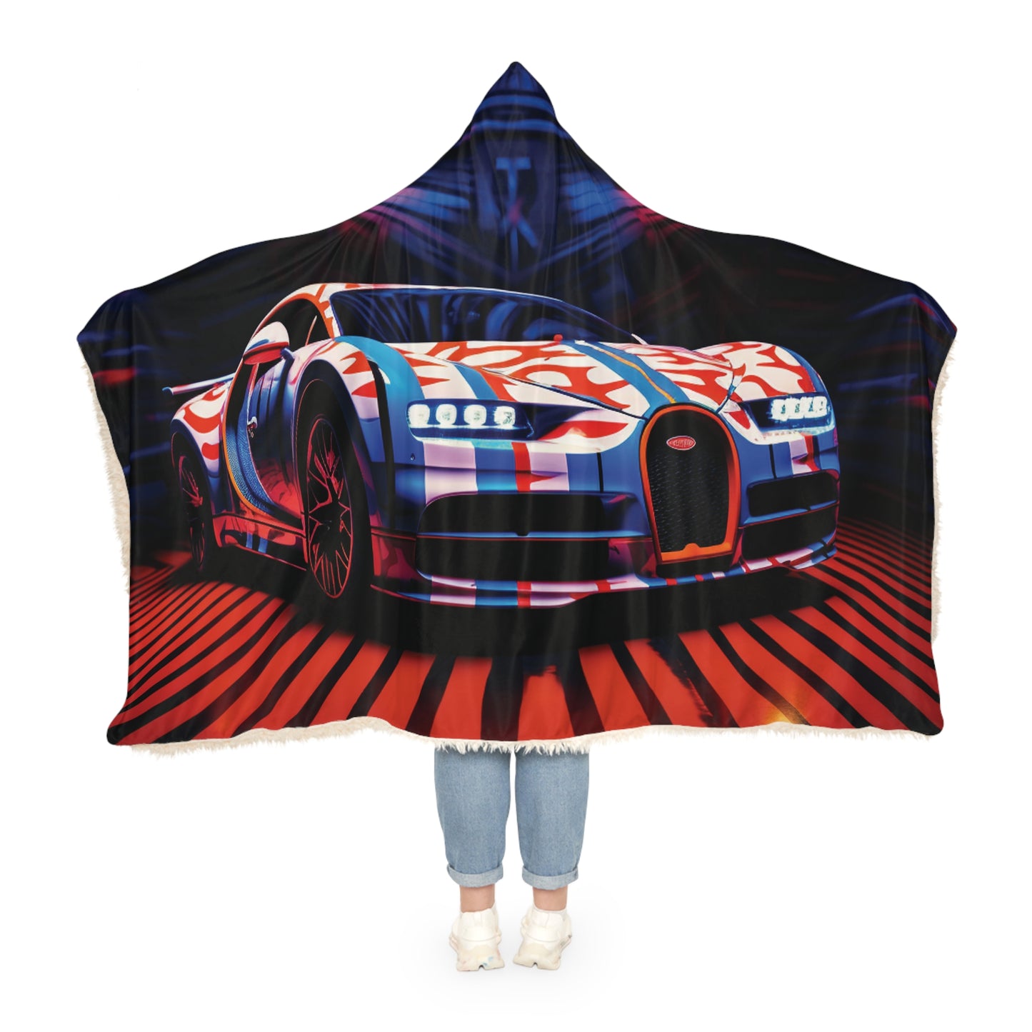 Snuggle Hooded Blanket Macro Bugatti American Flag 1