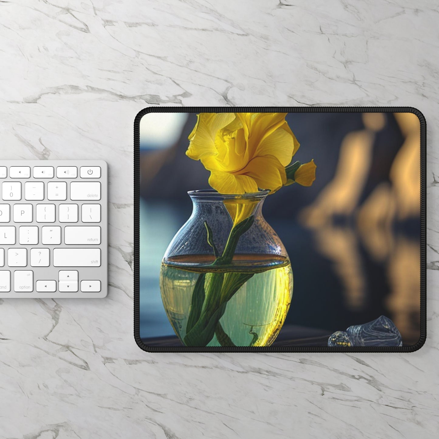 Gaming Mouse Pad  Yellow Gladiolus glass 3