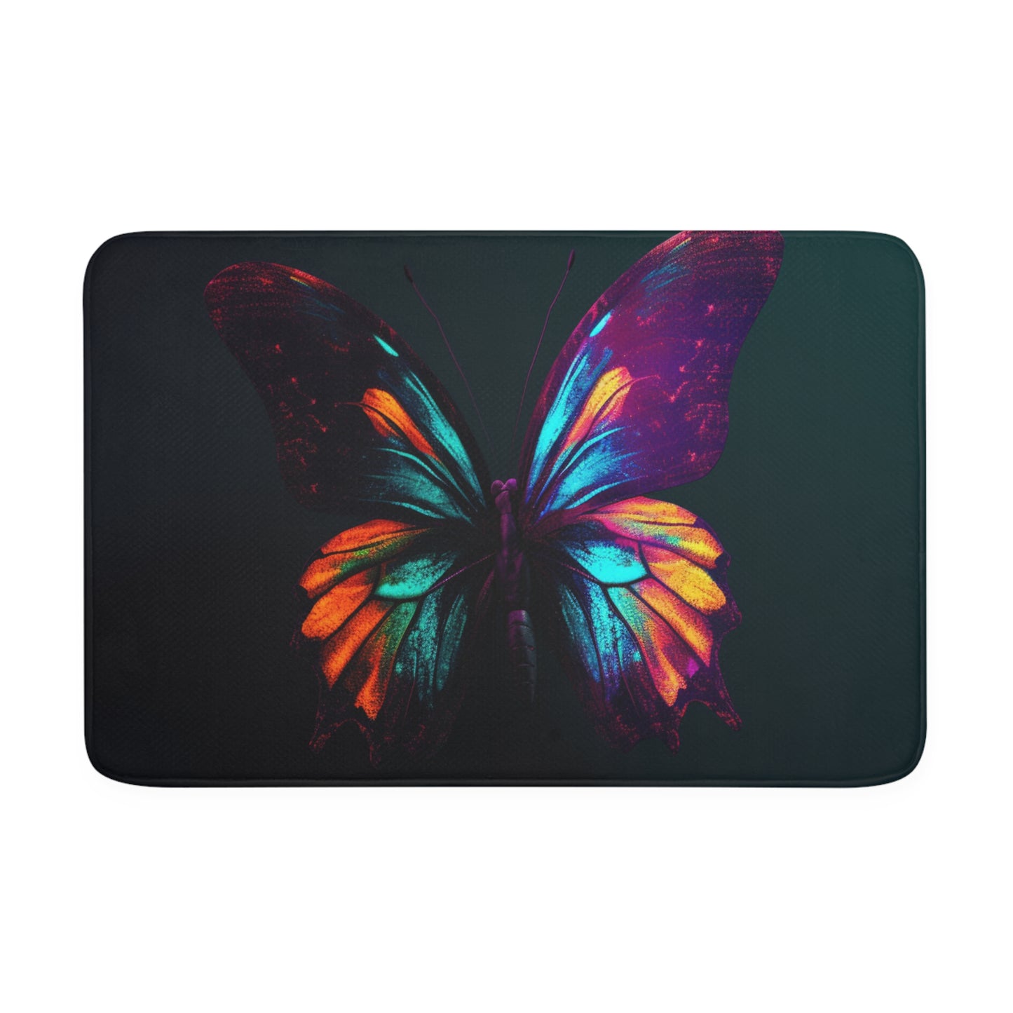 Memory Foam Bath Mat Hyper Colorful Butterfly Macro 4