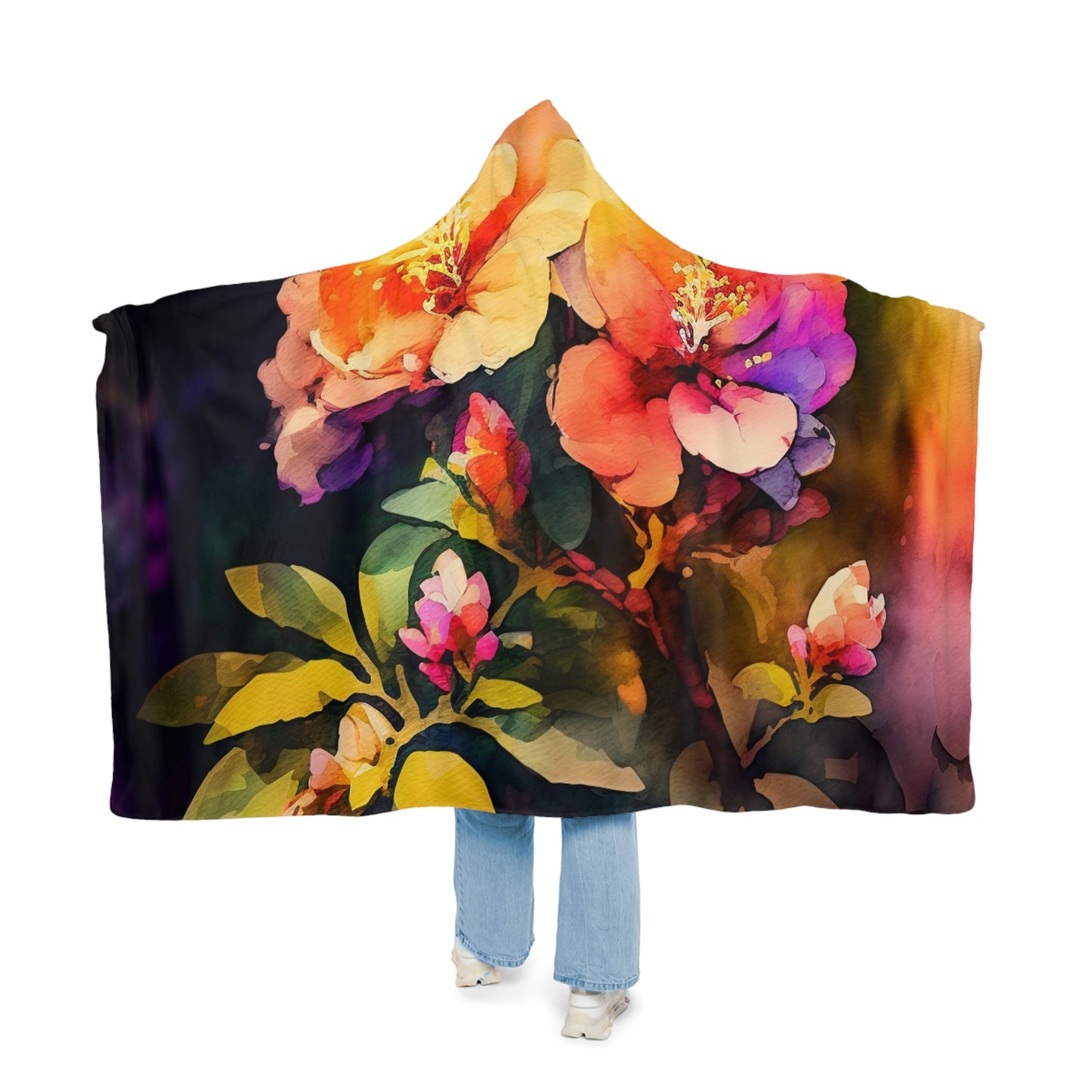 Snuggle Hooded Blanket Bright Spring Flowers 2