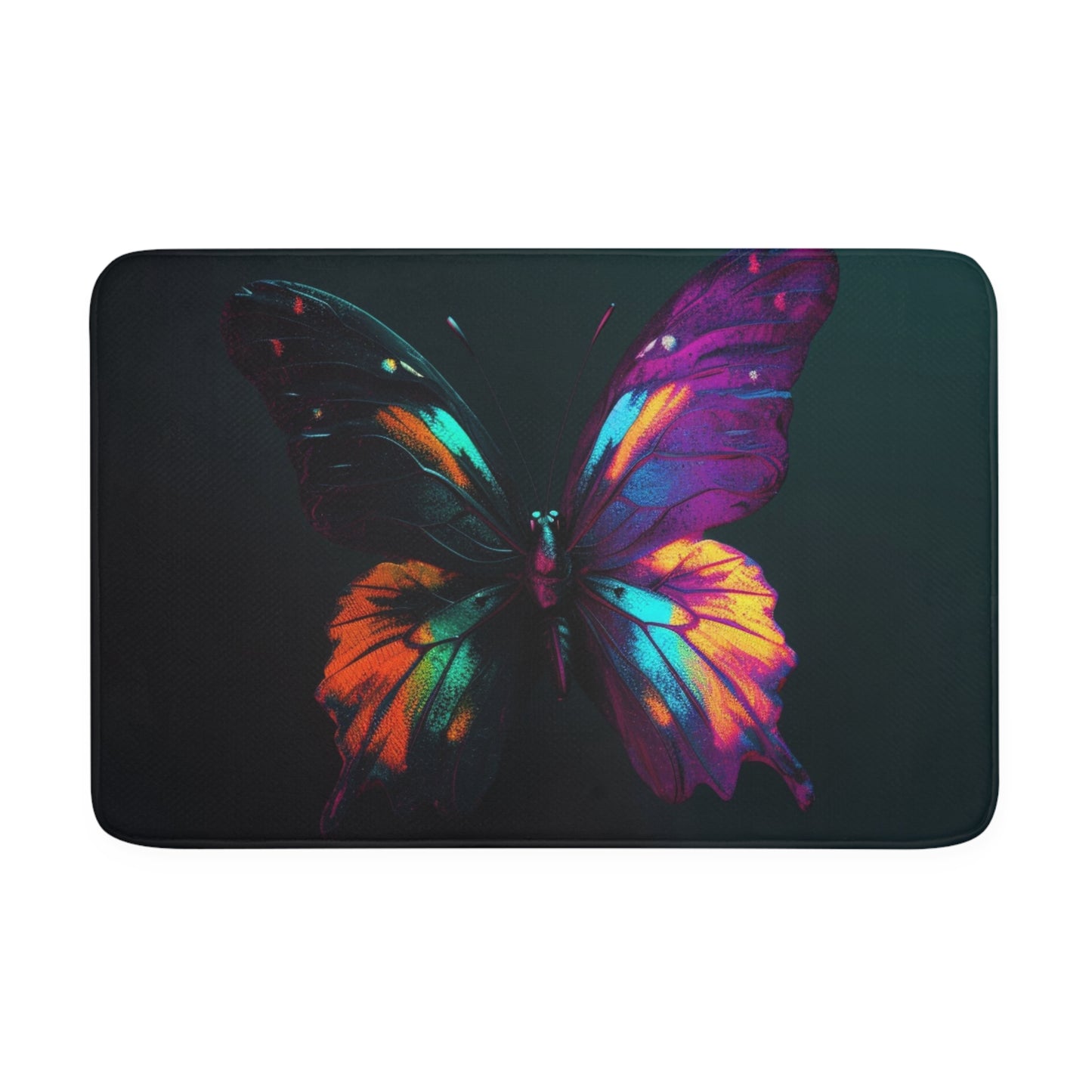 Memory Foam Bath Mat Hyper Colorful Butterfly Purple 3