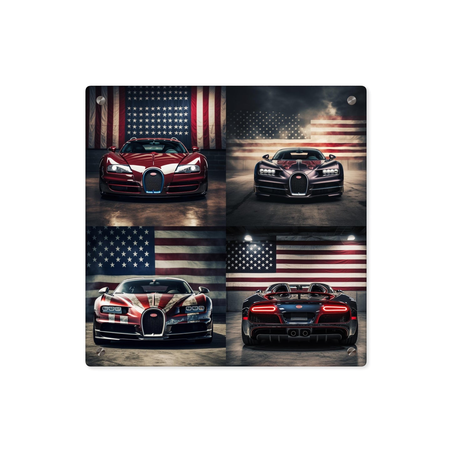 Acrylic Wall Art Panels American Flag Background Bugatti 5