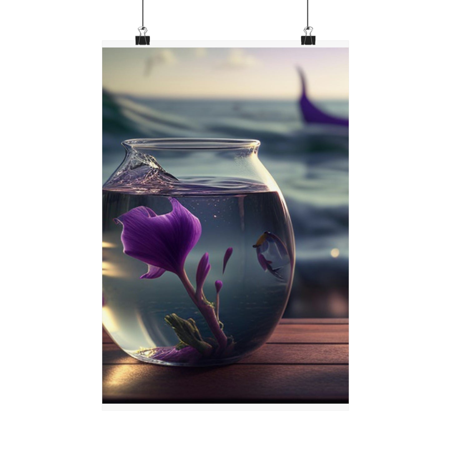 Premium Matte Vertical Posters Purple Sweet pea in a vase 1