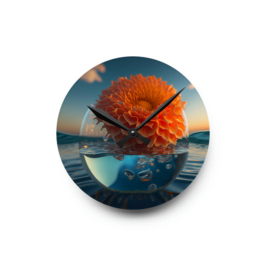 Acrylic Wall Clock Dahlia Orange 4