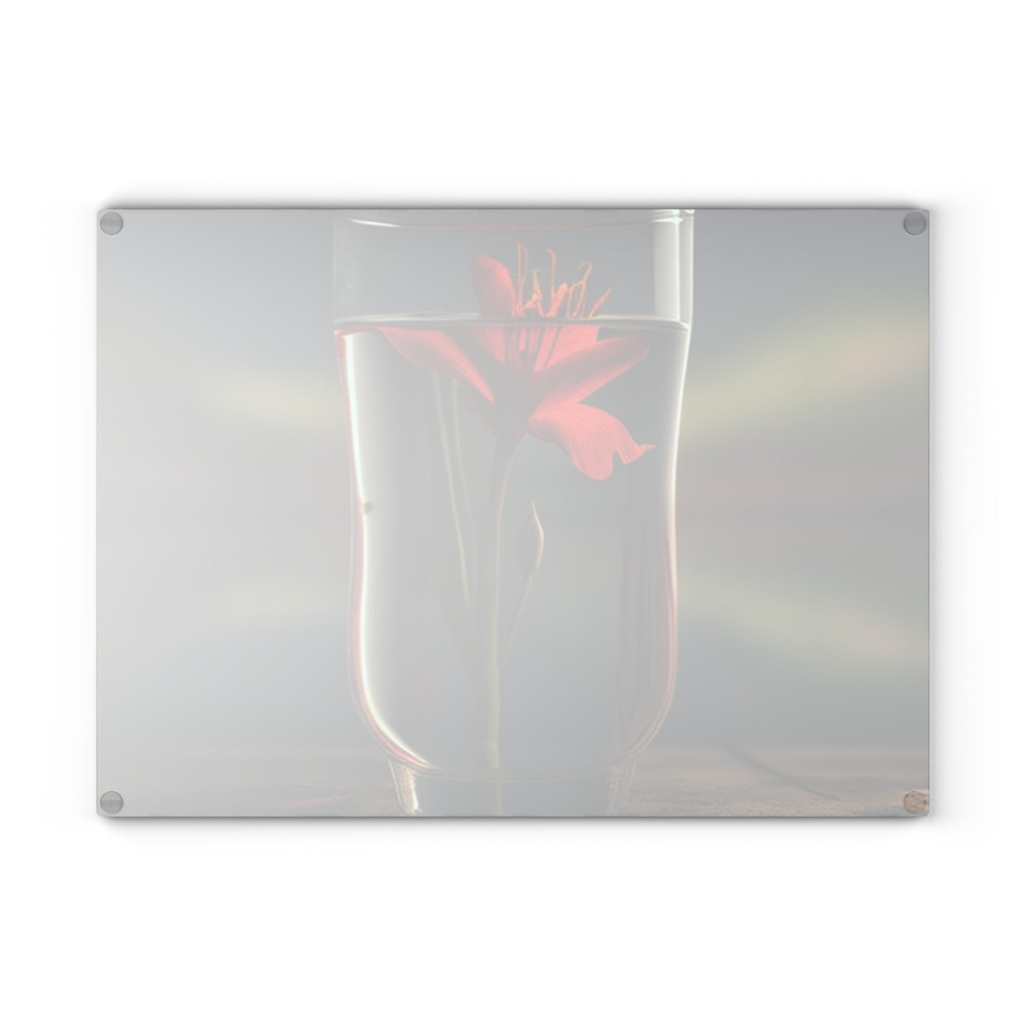 Glass Cutting Board Red Lily in a Glass vase 1