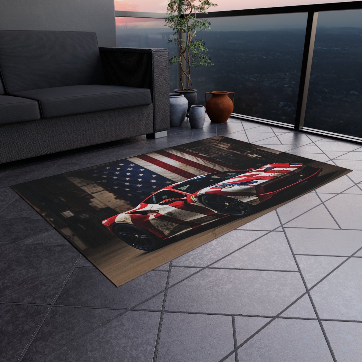 Outdoor Rug  American Flag Farrari 2