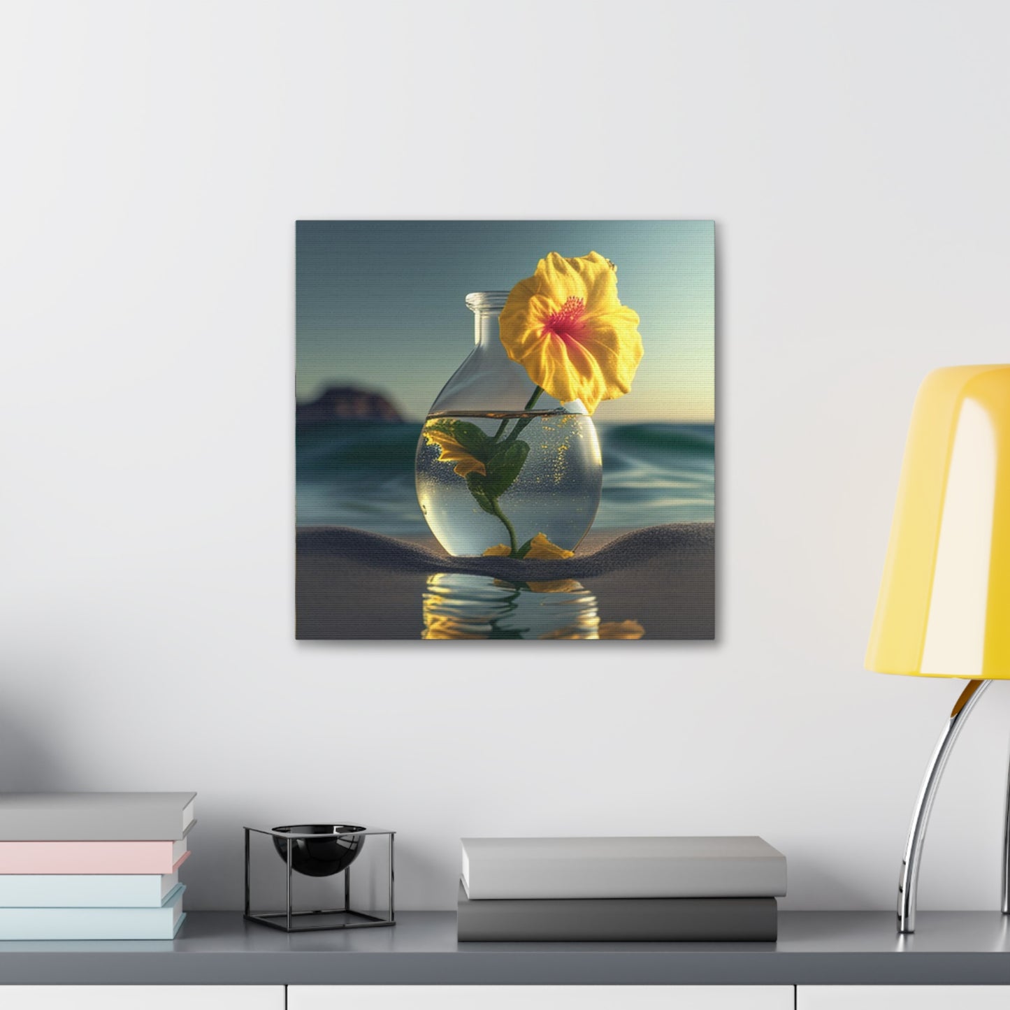 Canvas Gallery Wraps Yellow Hibiscus glass 2