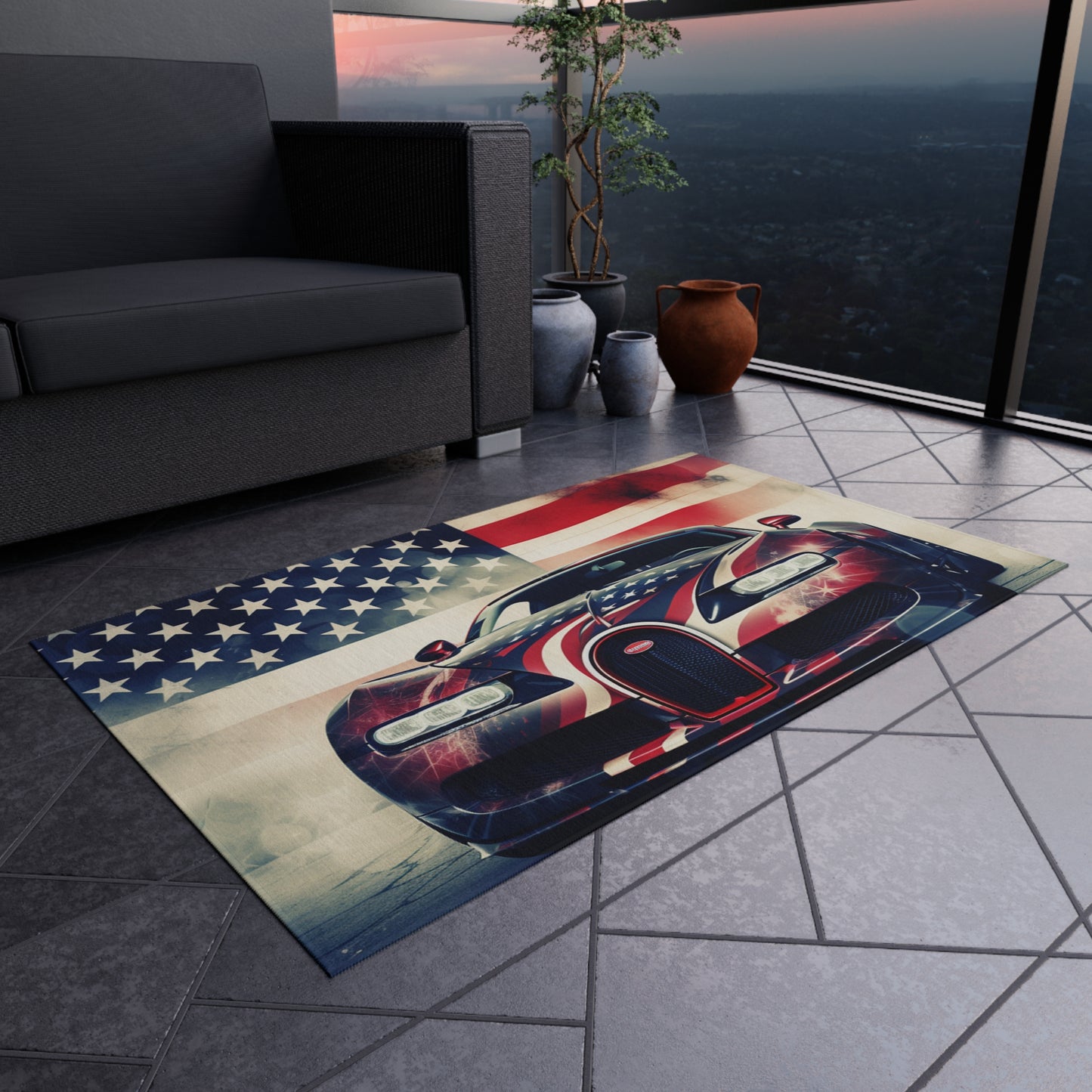 Outdoor Rug  Abstract American Flag Background Bugatti 1