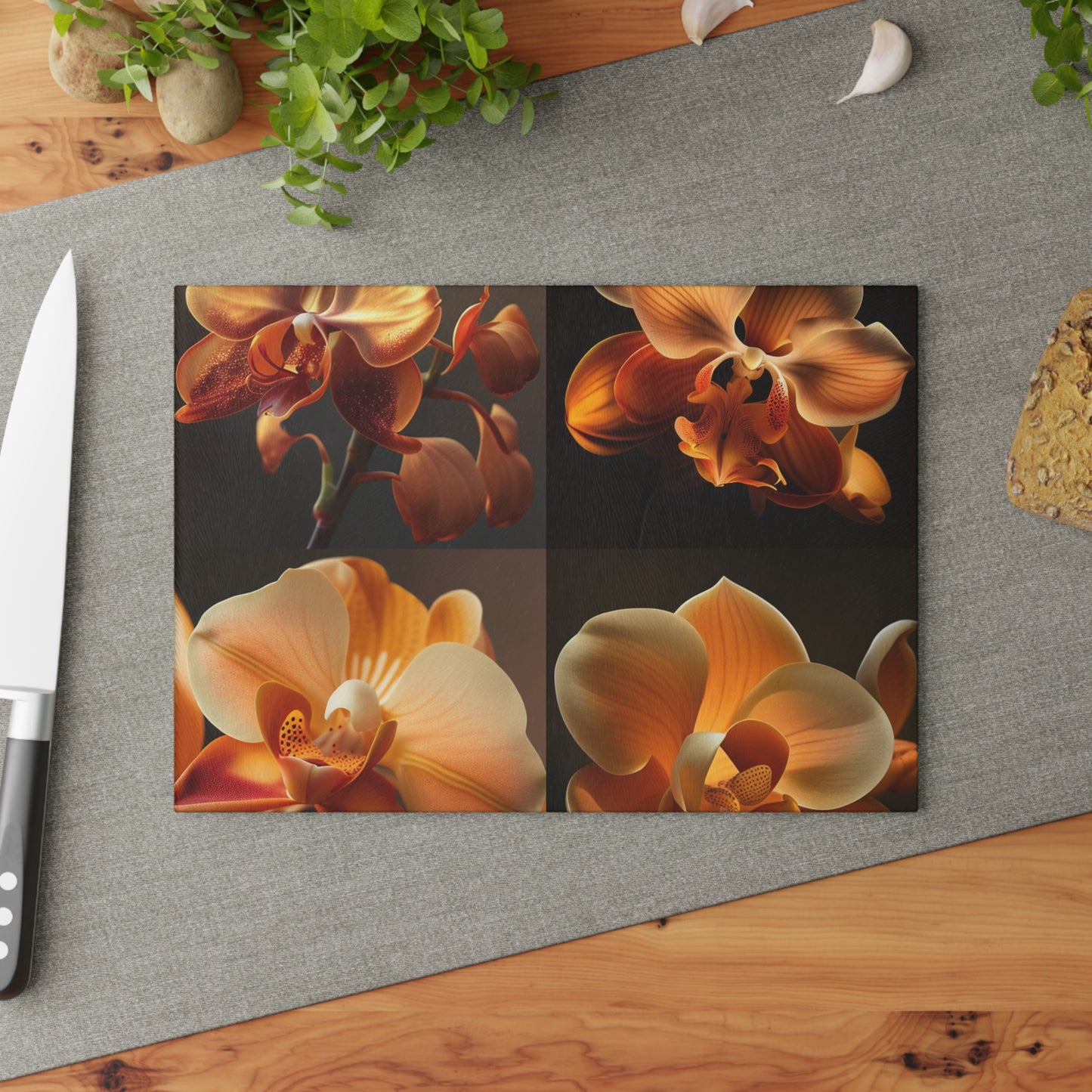 Glass Cutting Board Orange Orchid 5