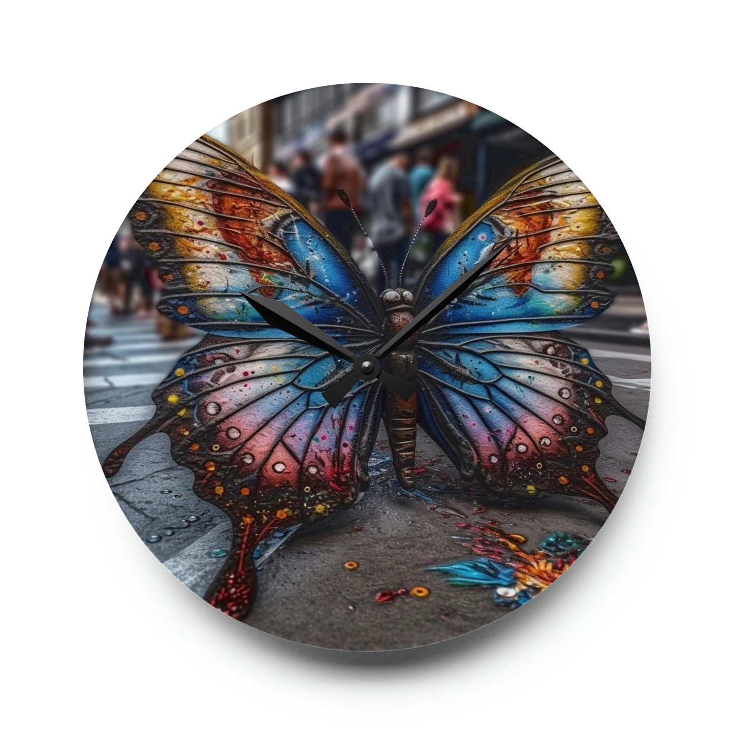 Acrylic Wall Clock Liquid Street Butterfly 4