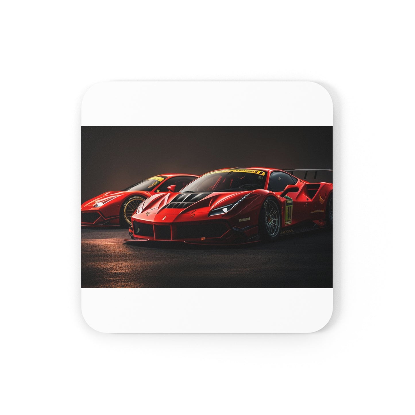 Corkwood Coaster Set Ferrari Red 4