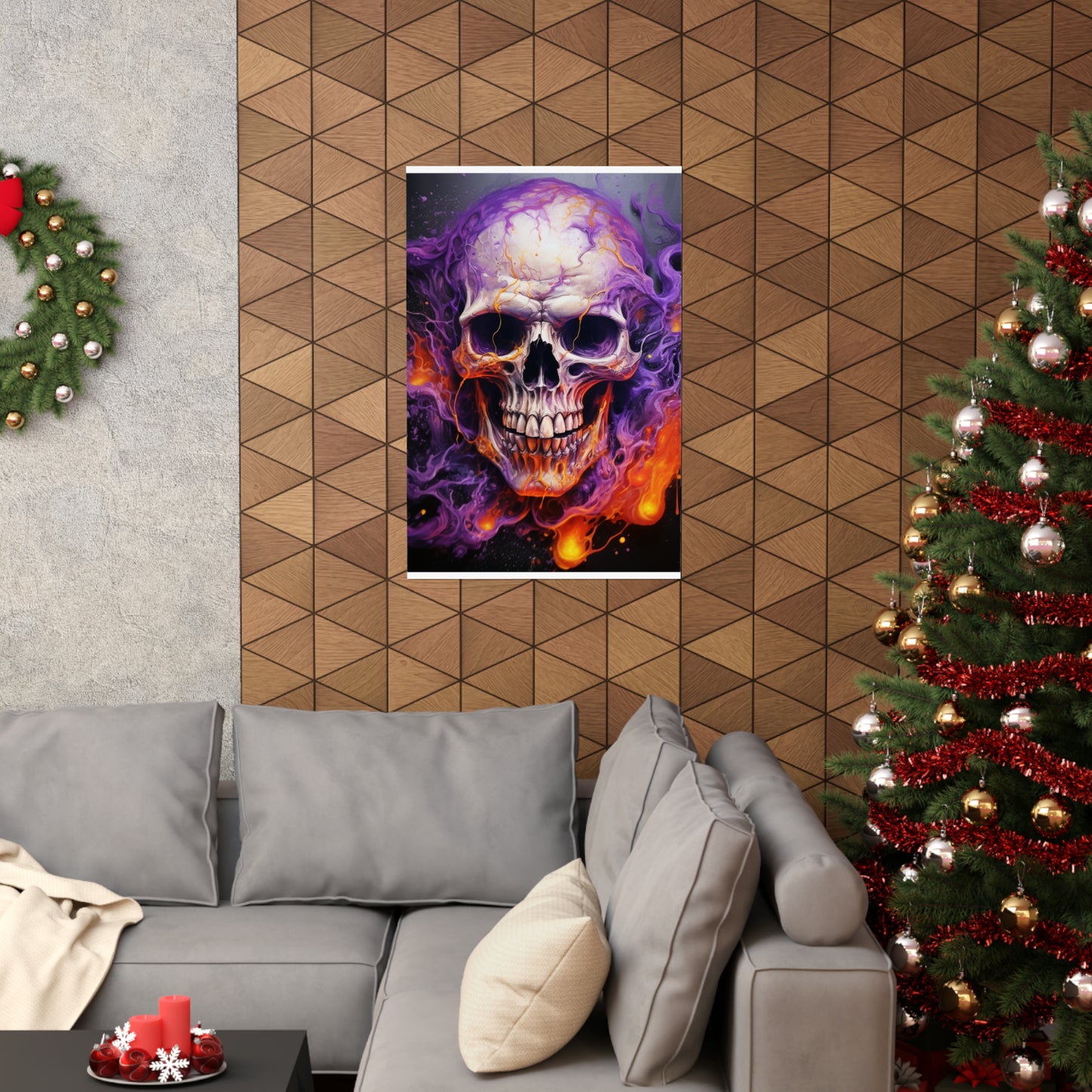 Premium Matte Vertical Posters Skull Flames 2