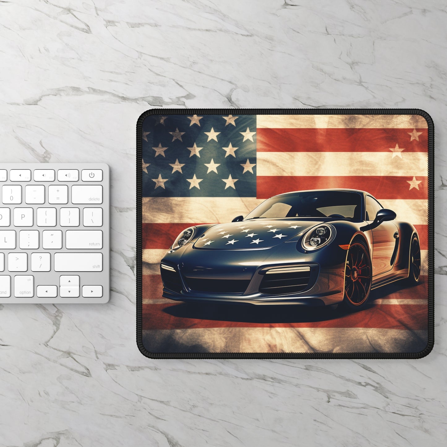 Gaming Mouse Pad  Abstract American Flag Background Porsche 3