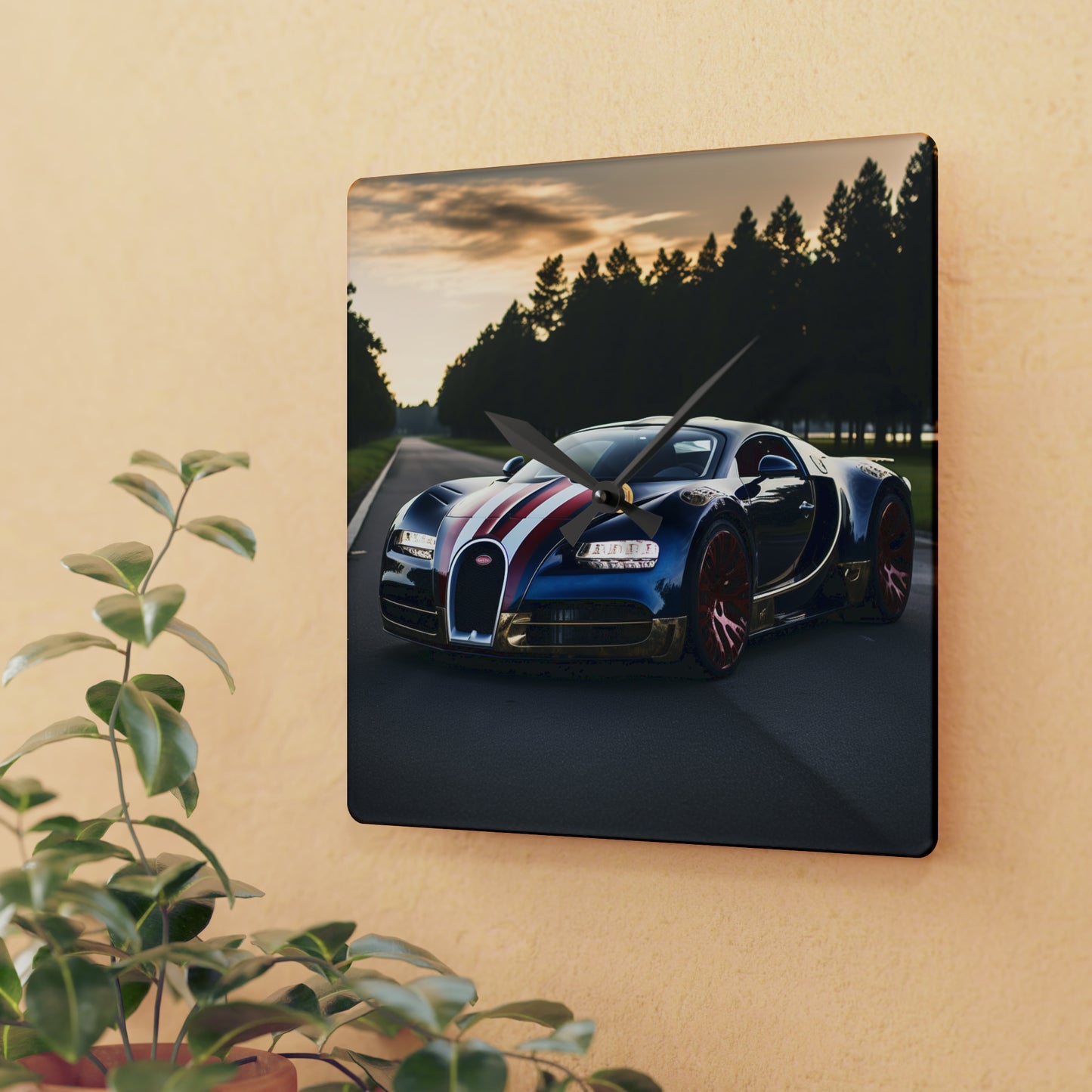 Acrylic Wall Clock Bugatti Flag American 1