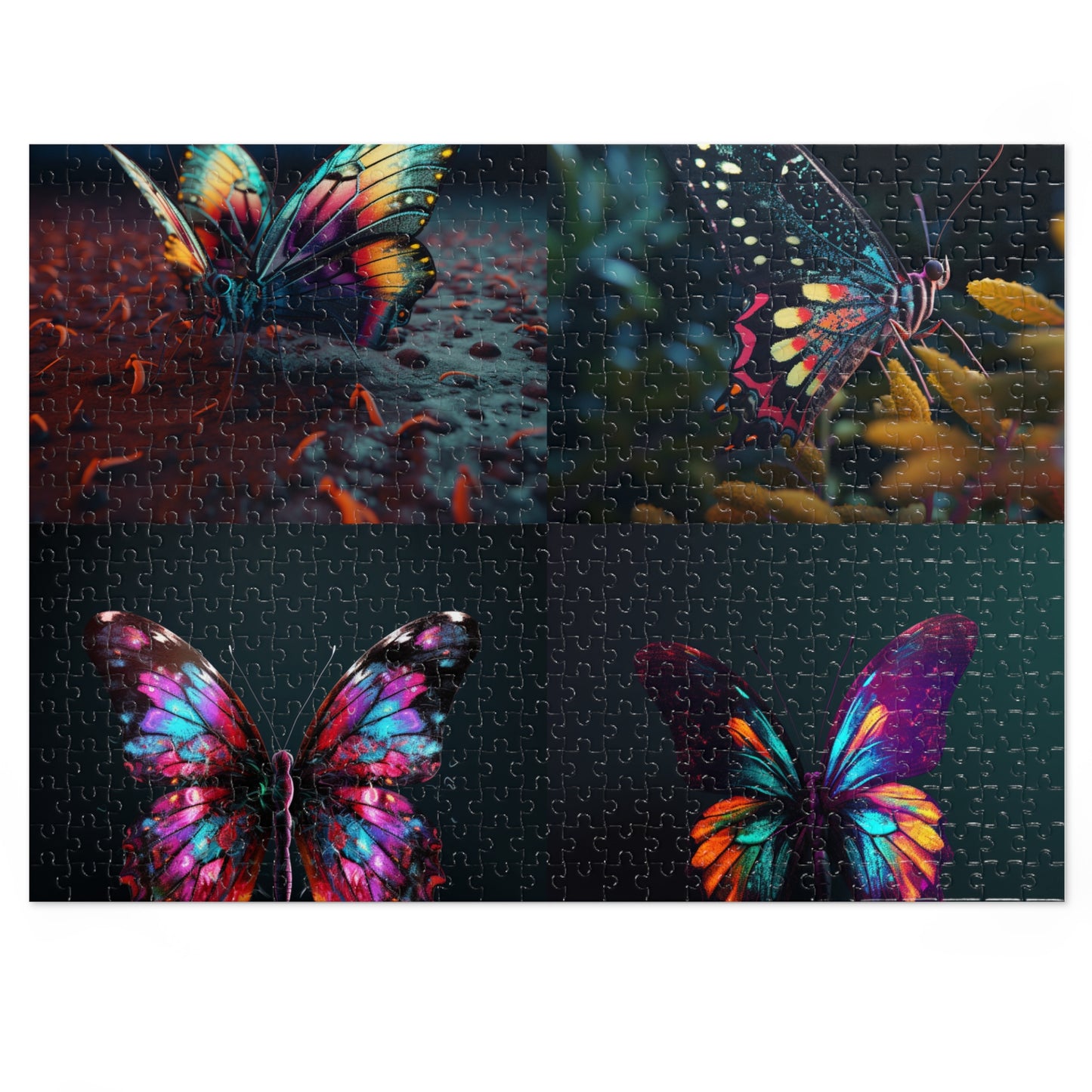 Jigsaw Puzzle (30, 110, 252, 500,1000-Piece) Hyper Colorful Butterfly Macro 5