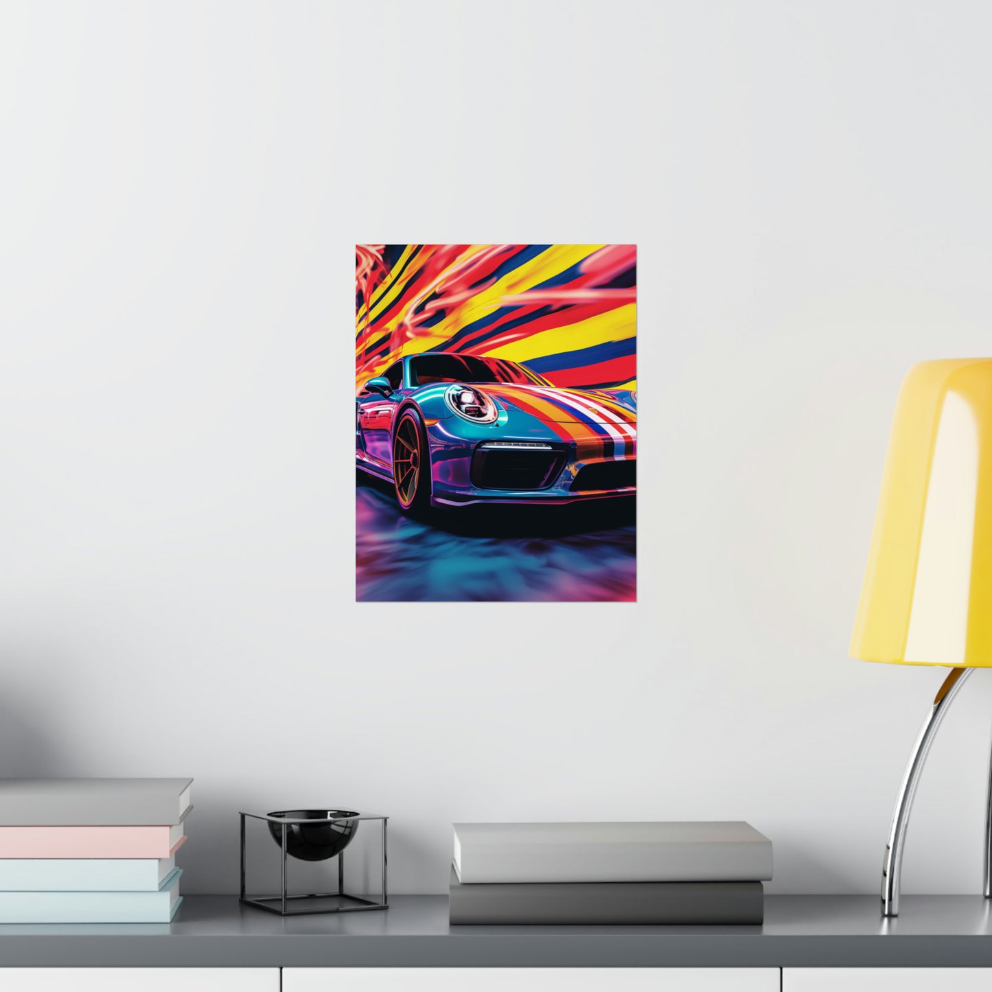 Premium Matte Vertical Posters Macro American Flag Porsche 2