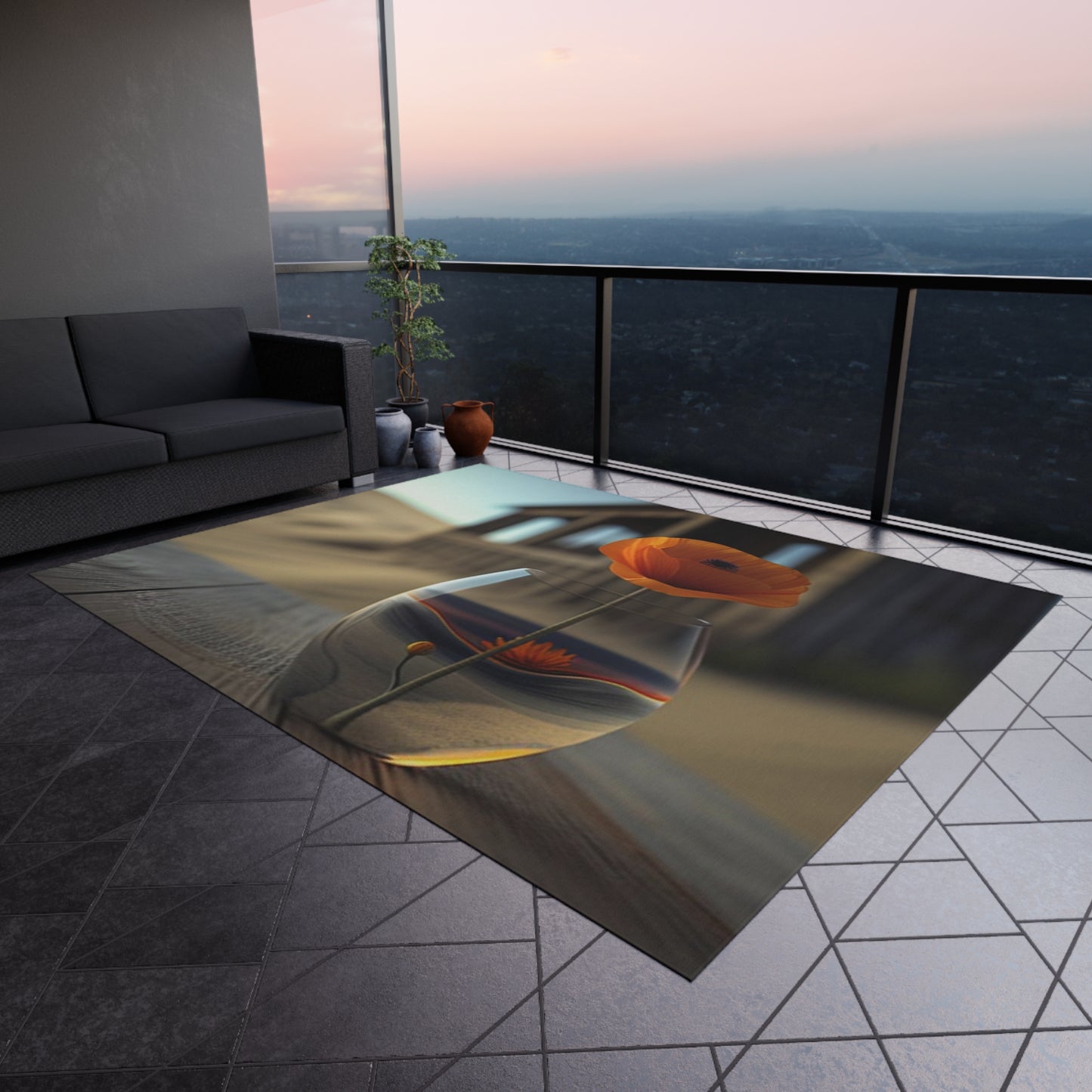 Outdoor Rug  Poppy in a Glass Vase 4