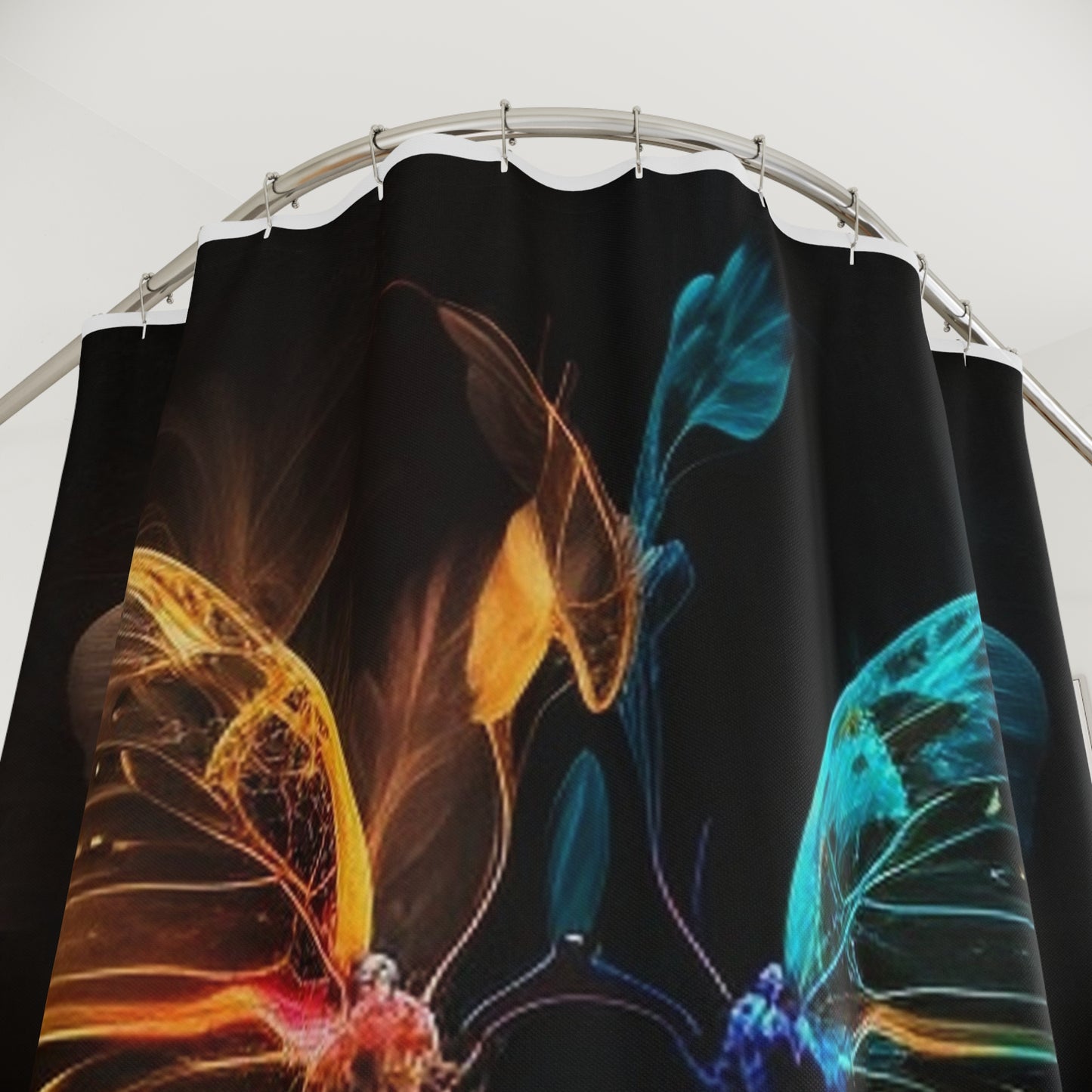 Polyester Shower Curtain Kiss Neon Butterfly 2