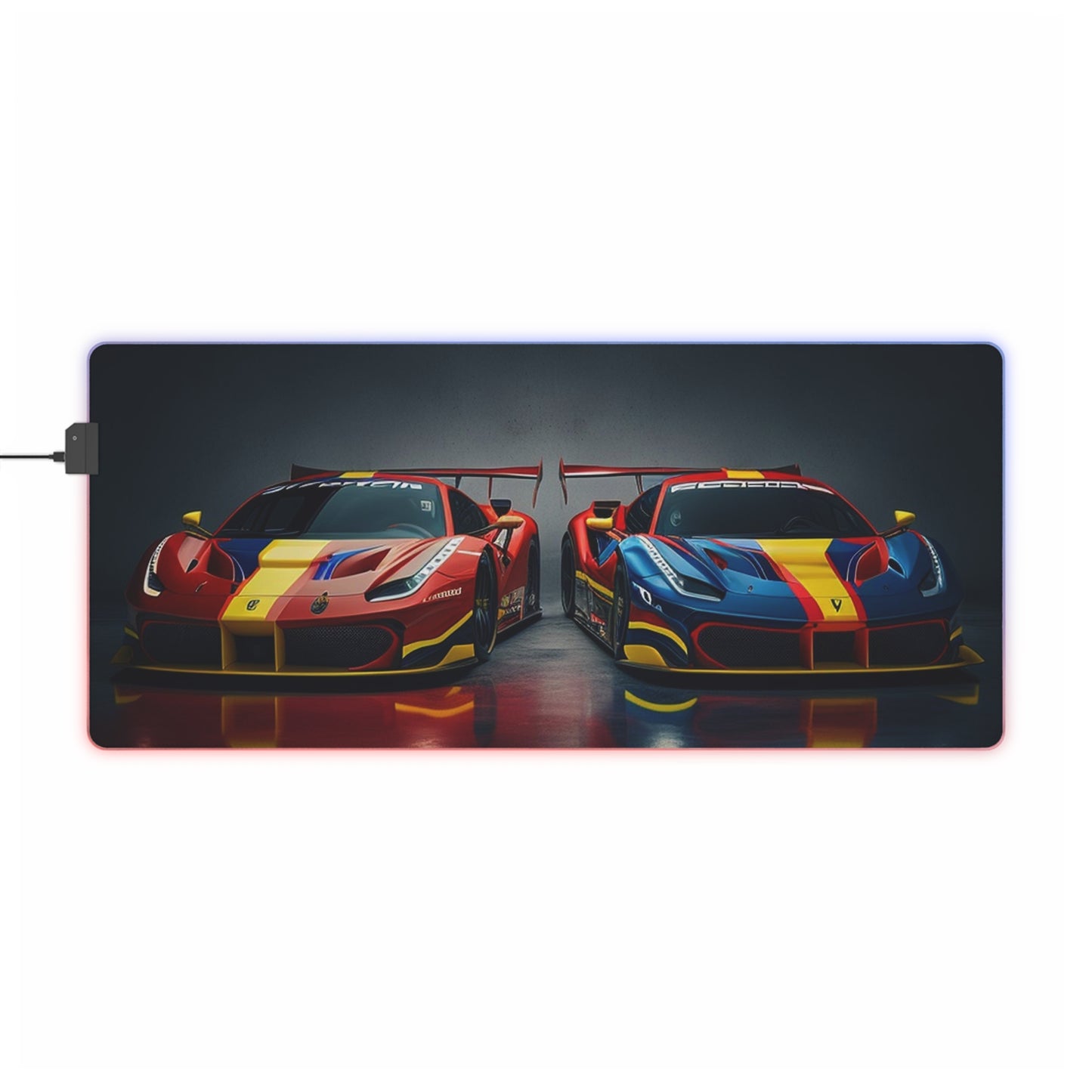 LED Gaming Mouse Pad Ferrari Red Blue 4