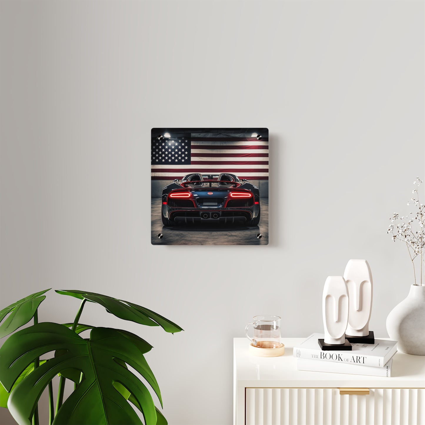 Acrylic Wall Art Panels American Flag Background Bugatti 4