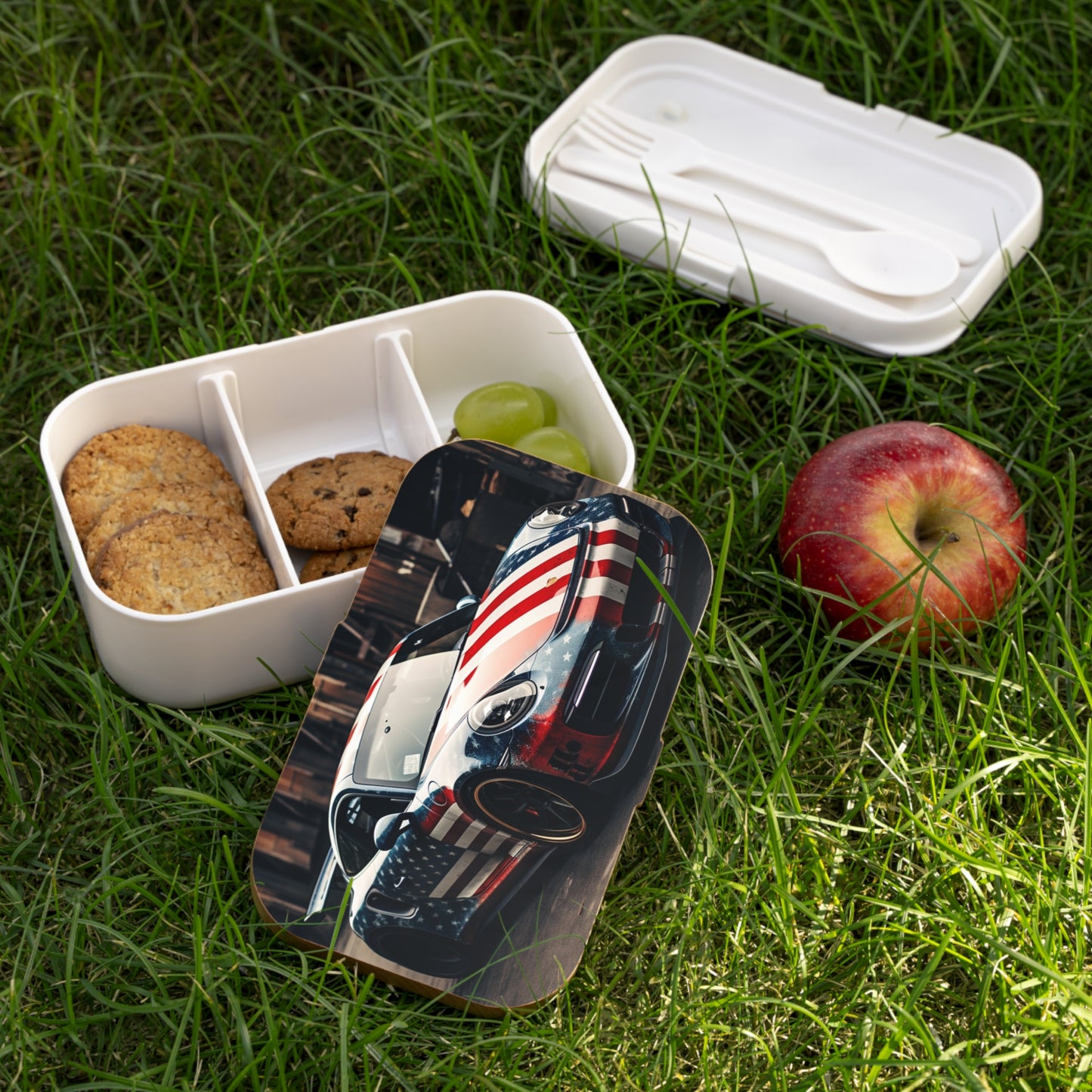 Bento Lunch Box American Flag Porsche 3