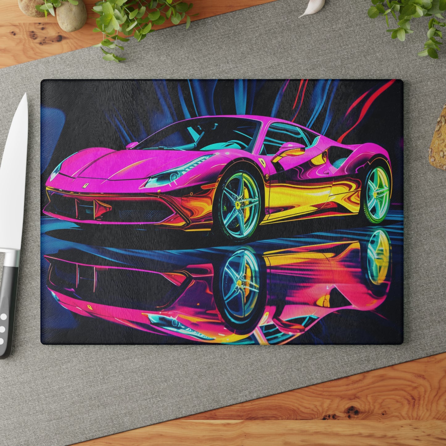 Glass Cutting Board Pink Macro Ferrari 3