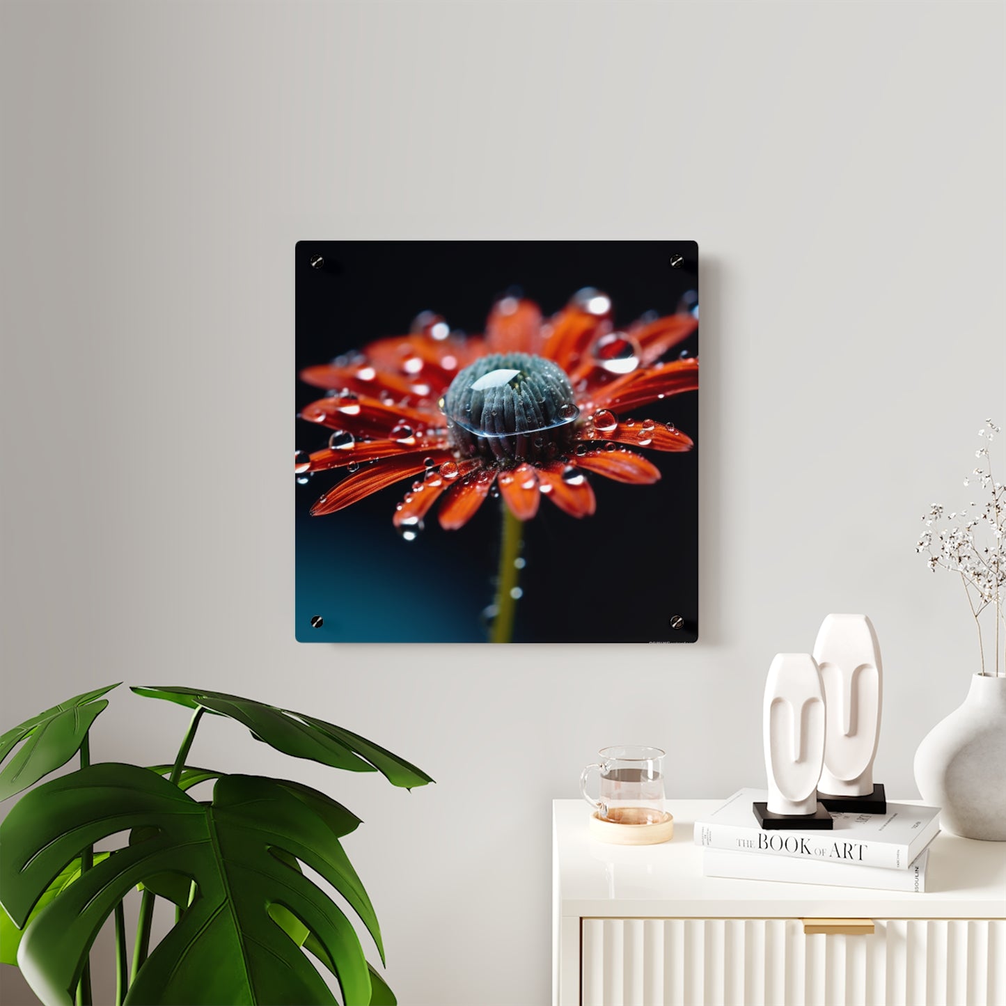 Acrylic Wall Art Panels Water drop Macro Flower 1