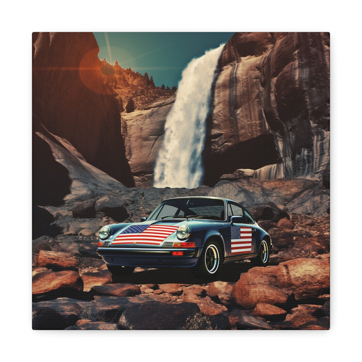 Canvas Gallery Wraps American Flag Porsche Abstract 2