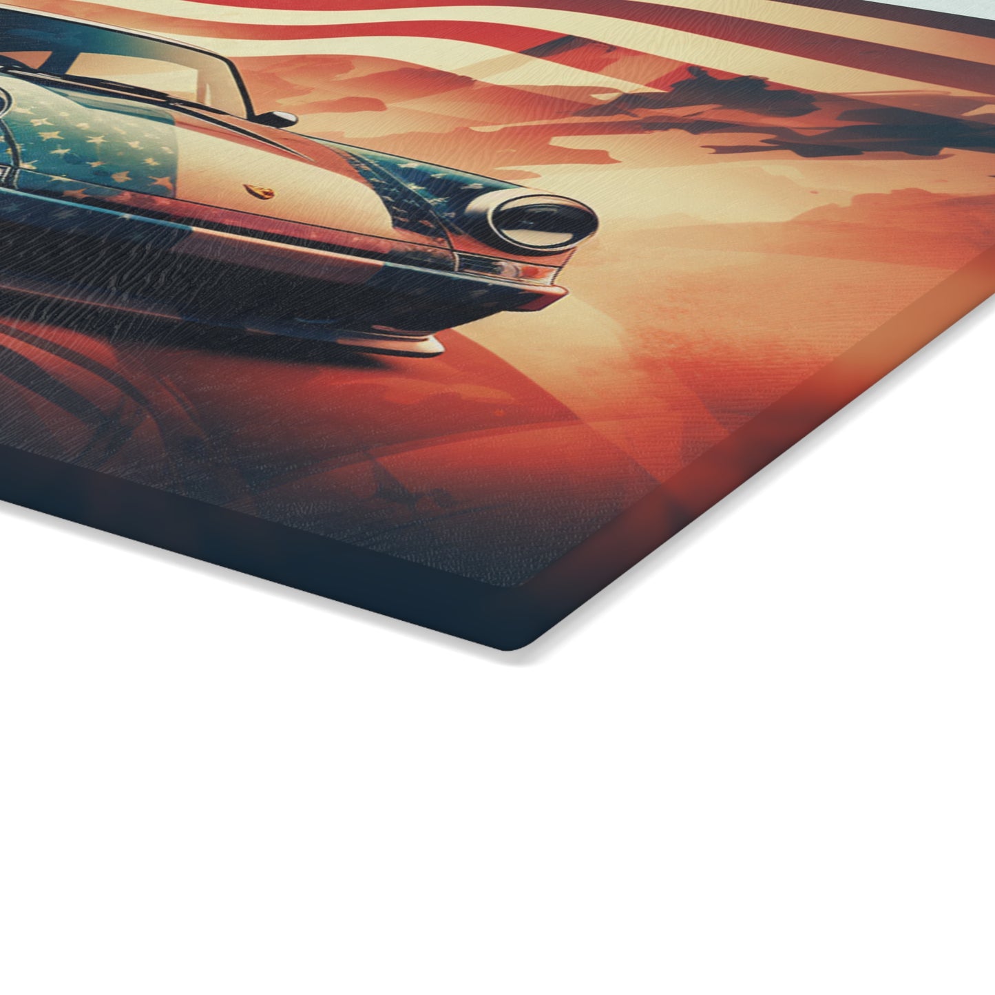 Glass Cutting Board Abstract American Flag Background Porsche 4