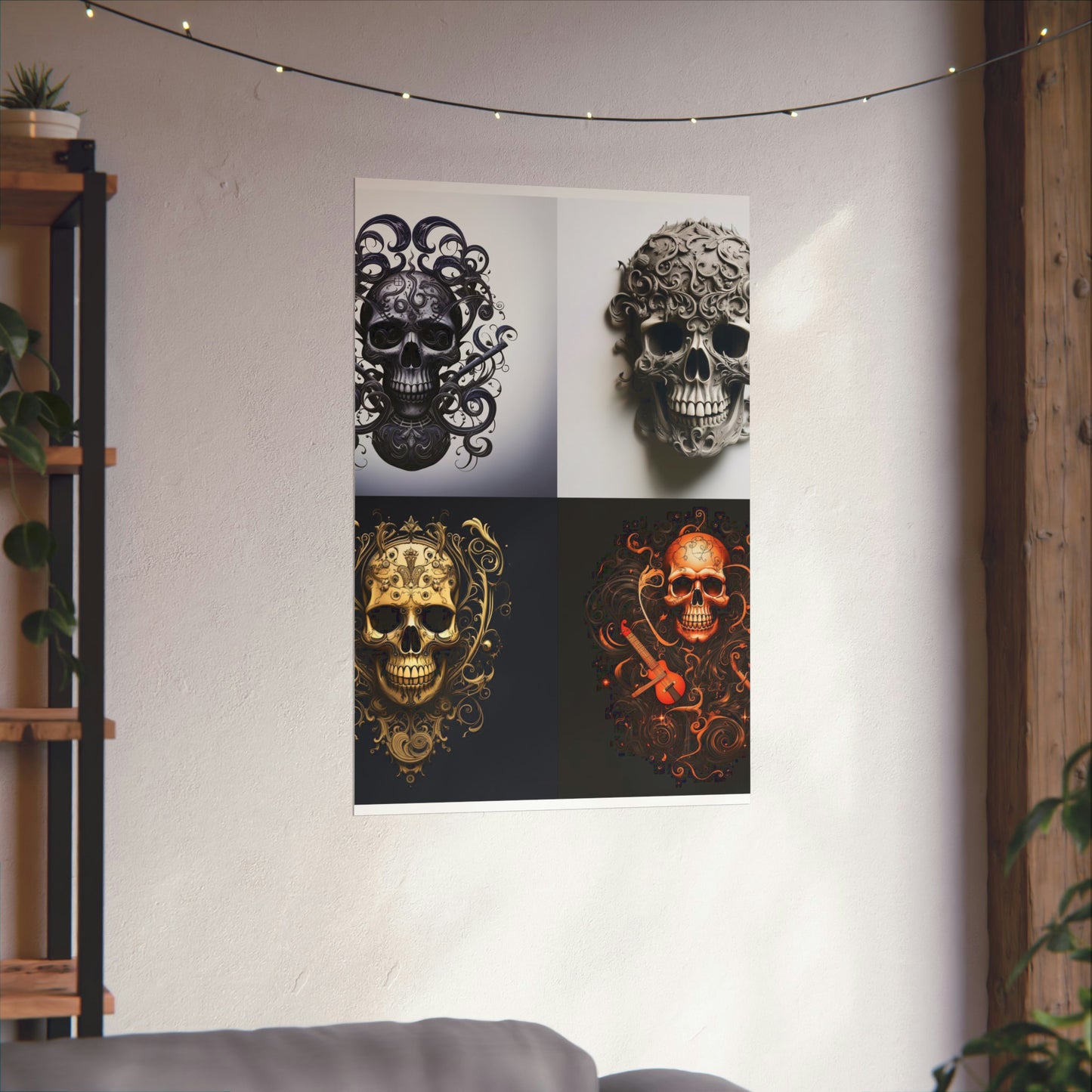 Premium Matte Vertical Posters Skull Treble Clef 5