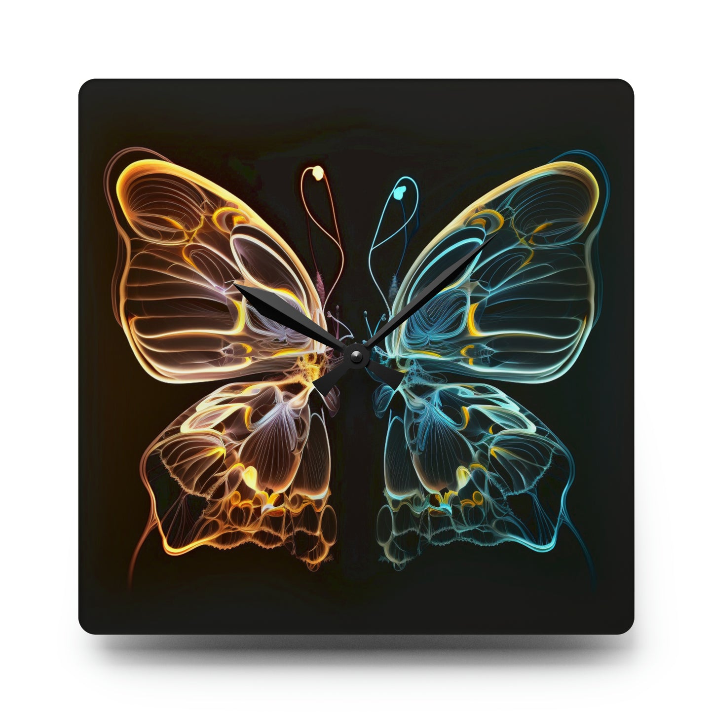 Acrylic Wall Clock Neon Glo Butterfly 3