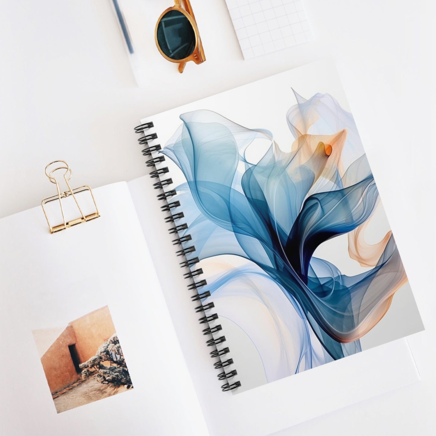 Spiral Notebook - Ruled Line Blue Tluip Abstract 3