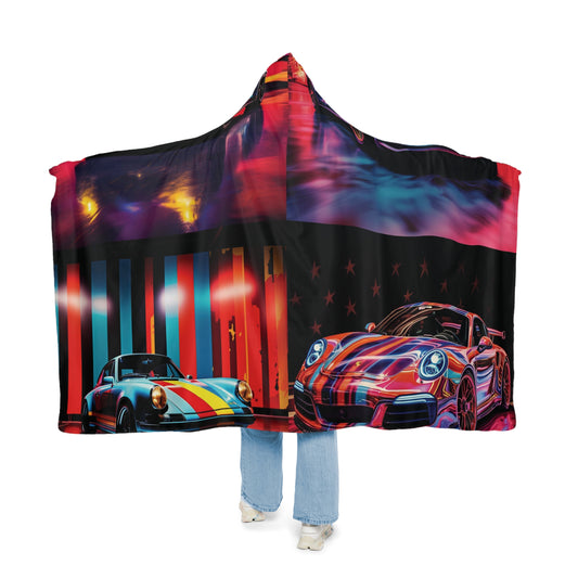 Snuggle Hooded Blanket Macro American Flag Porsche 5