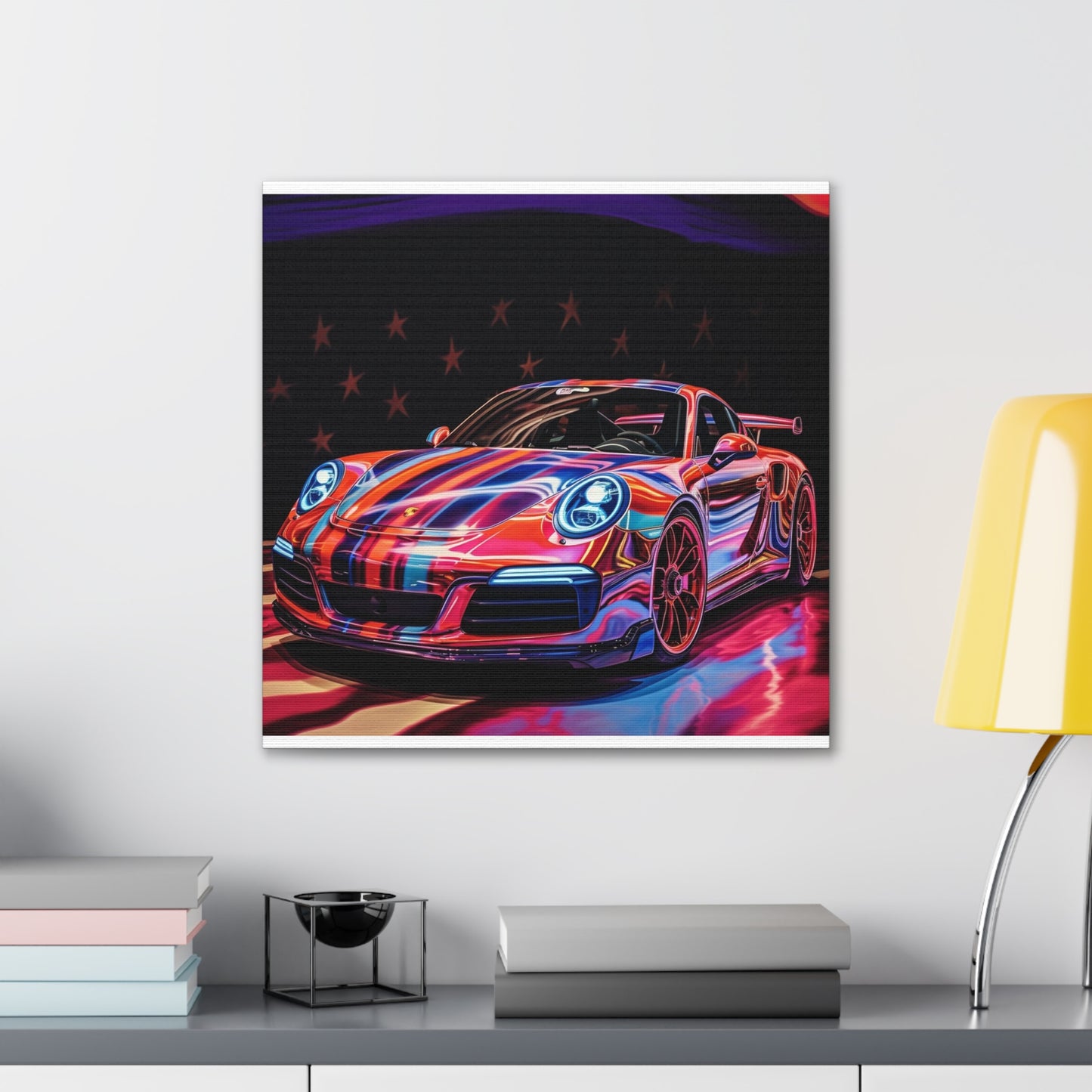 Canvas Gallery Wraps American Flag Colored Porsche 1