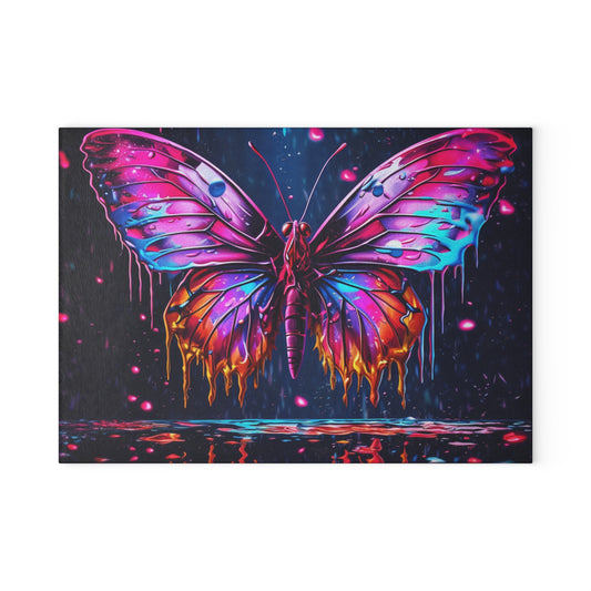 Glass Cutting Board Pink Butterfly Flair 2