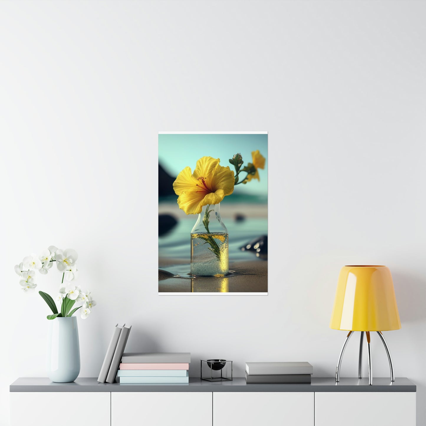 Premium Matte Vertical Posters Yellow Hibiscus glass 3