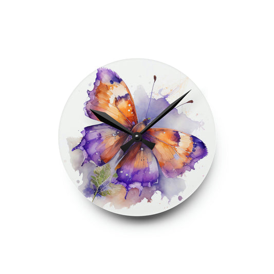 Acrylic Wall Clock MerlinRose Watercolor Butterfly 2