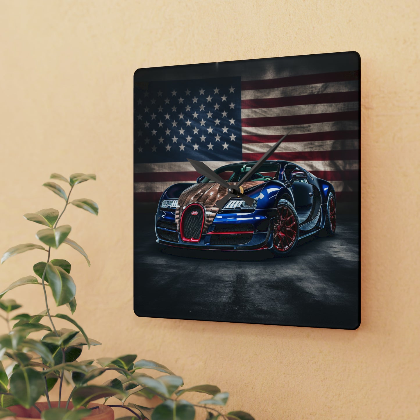 Acrylic Wall Clock Bugatti American Flag 4