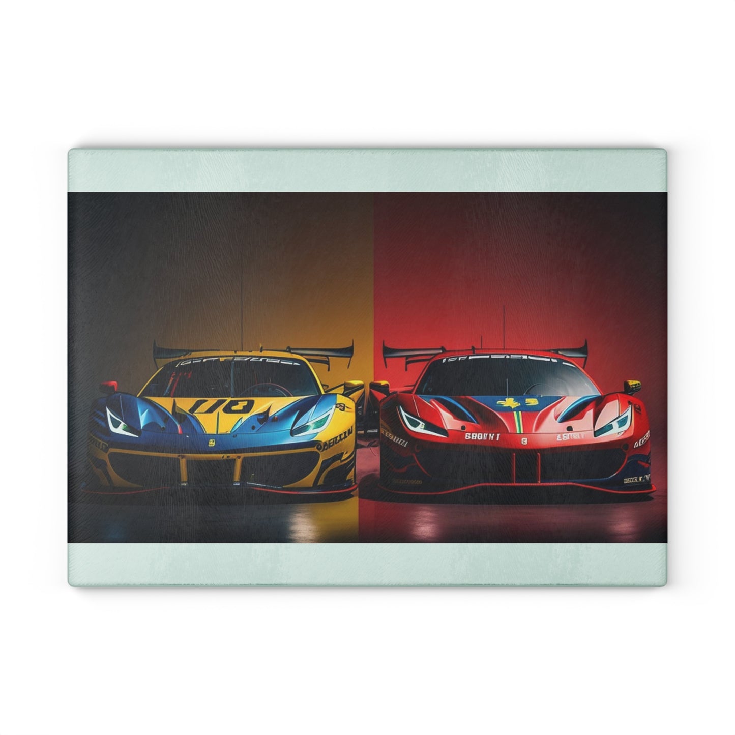 Glass Cutting Board Ferrari Red Blue 3