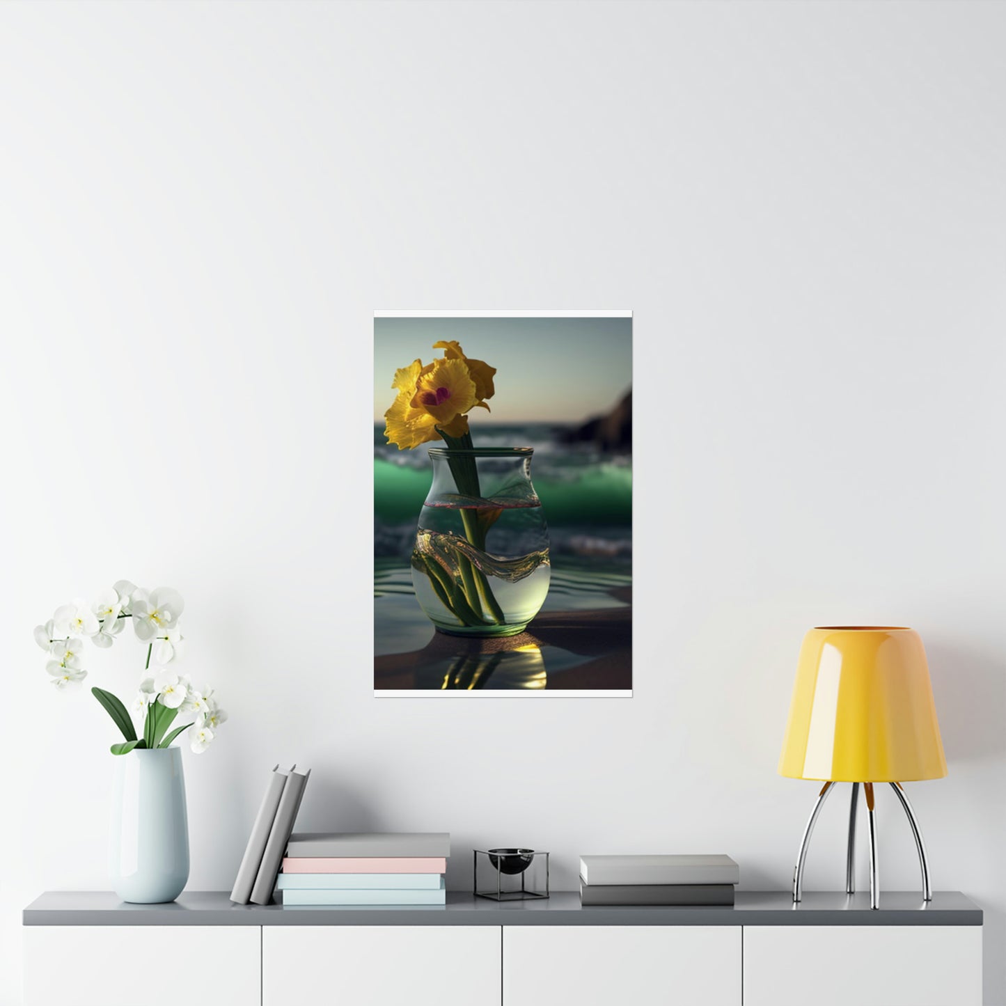 Premium Matte Vertical Posters Yellow Gladiolus glass 1