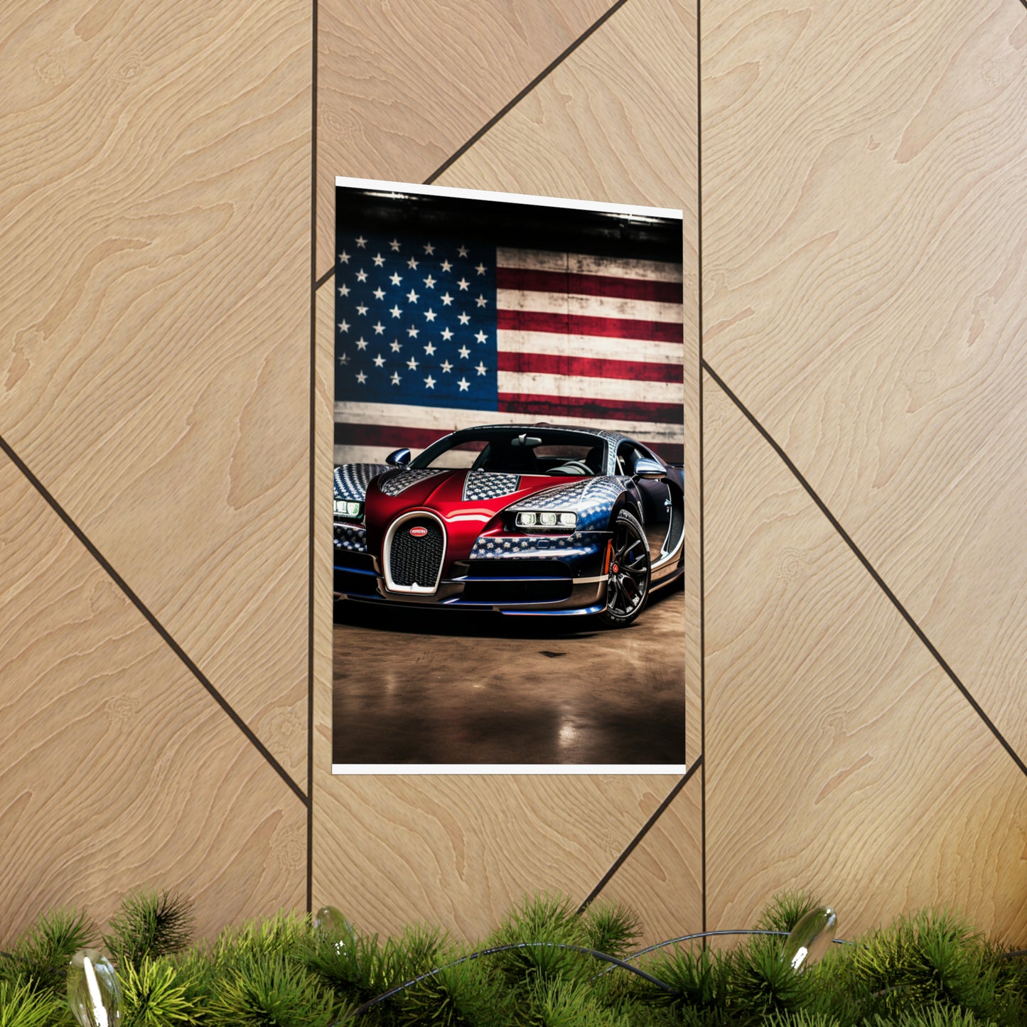 Premium Matte Vertical Posters Bugatti American Flag 1